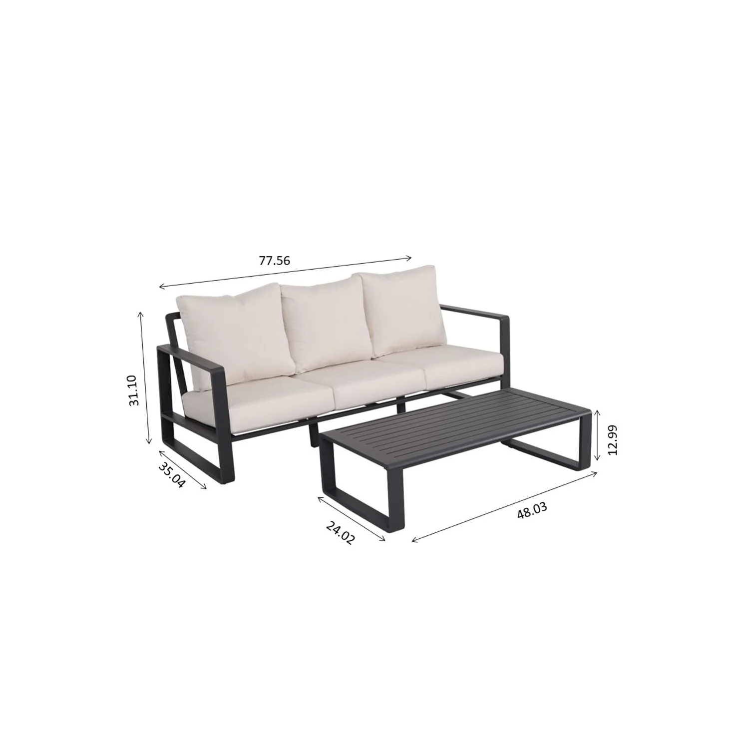 Sofa With Rectangular Coffee Table - Image 9