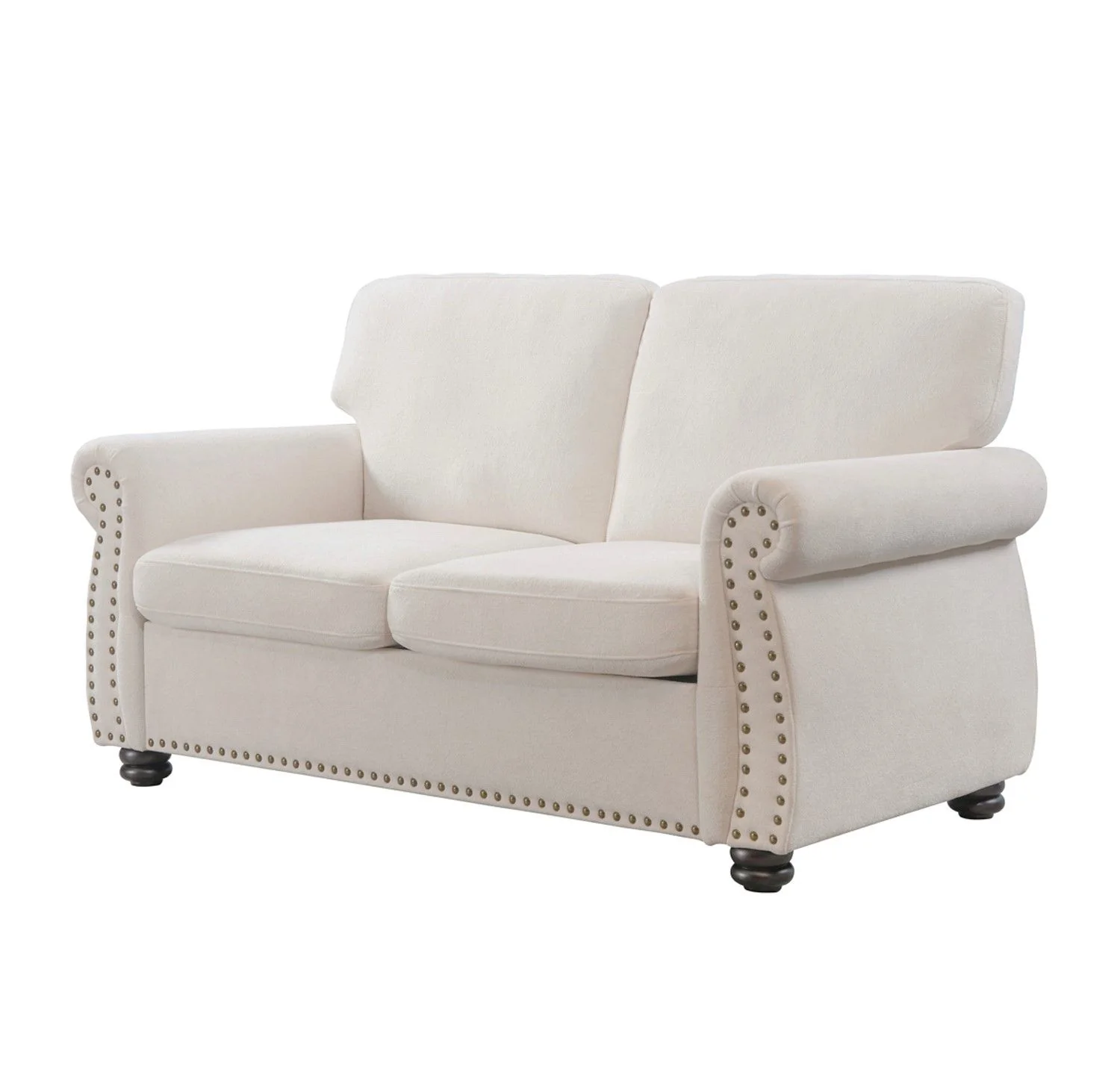 Soft Loveseat, Upholstered 2 Seater Couch, Loose Back Cushions And Turned Legs - Image 16