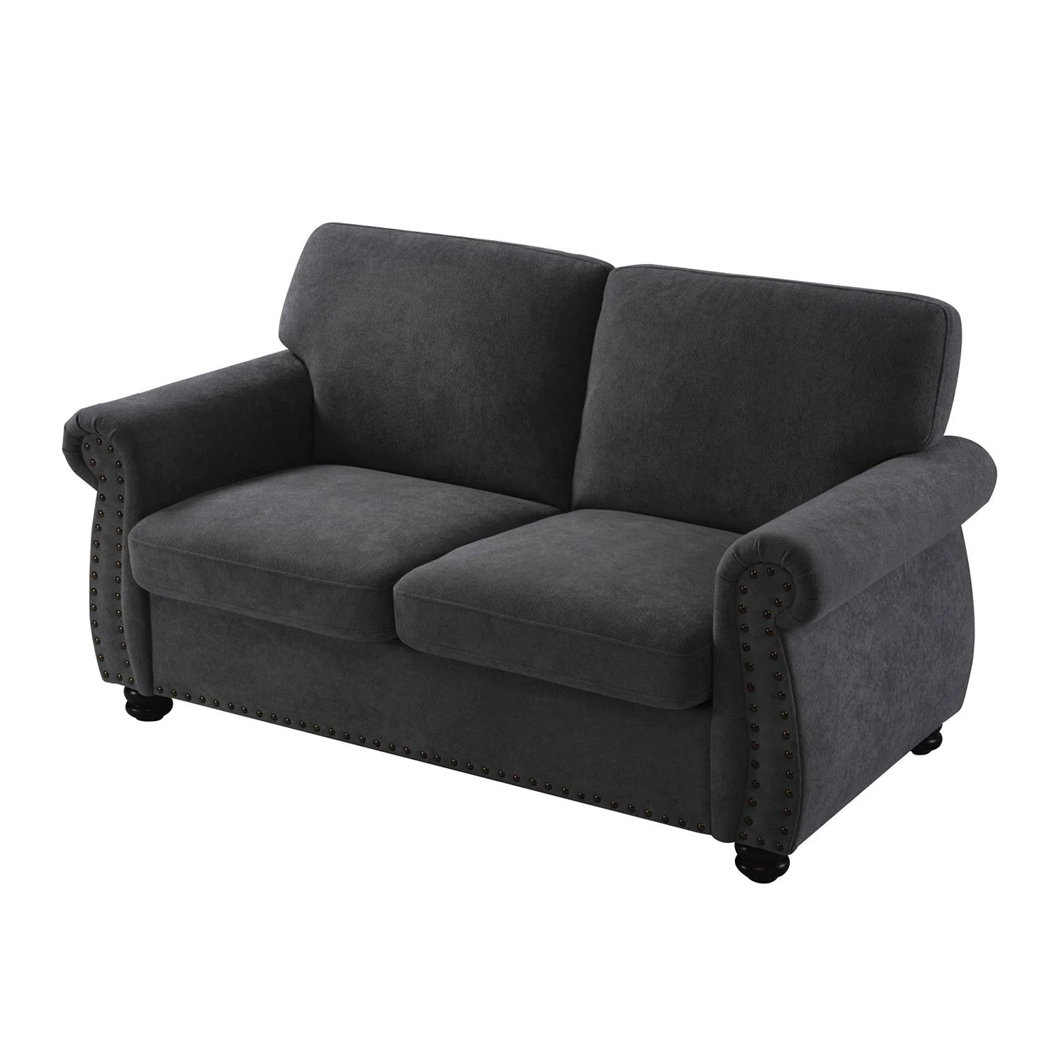 Soft Loveseat, Upholstered 2 Seater Couch, Loose Back Cushions And Turned Legs - Image 21