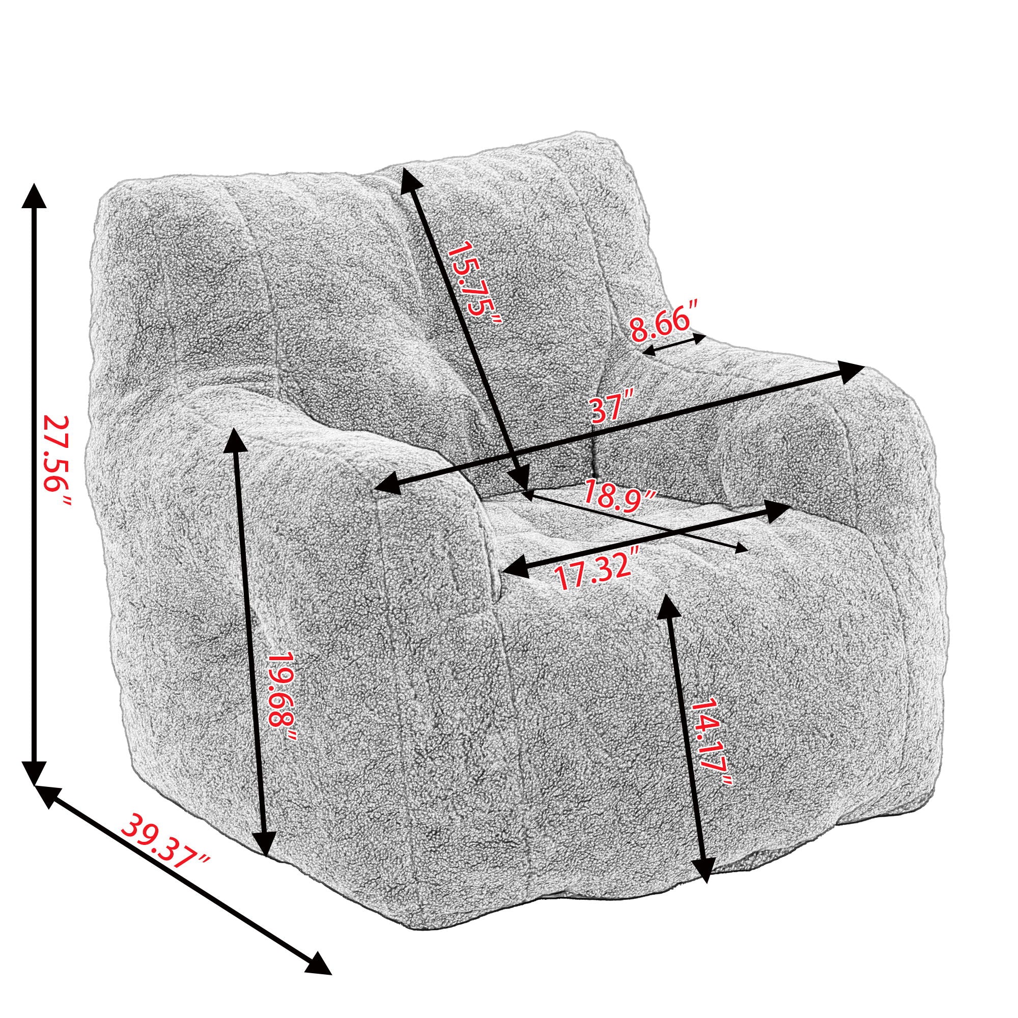 Soft Teddy Fabric Tufted Foam Bean Bag Chair With Teddy Fabric - Image 28