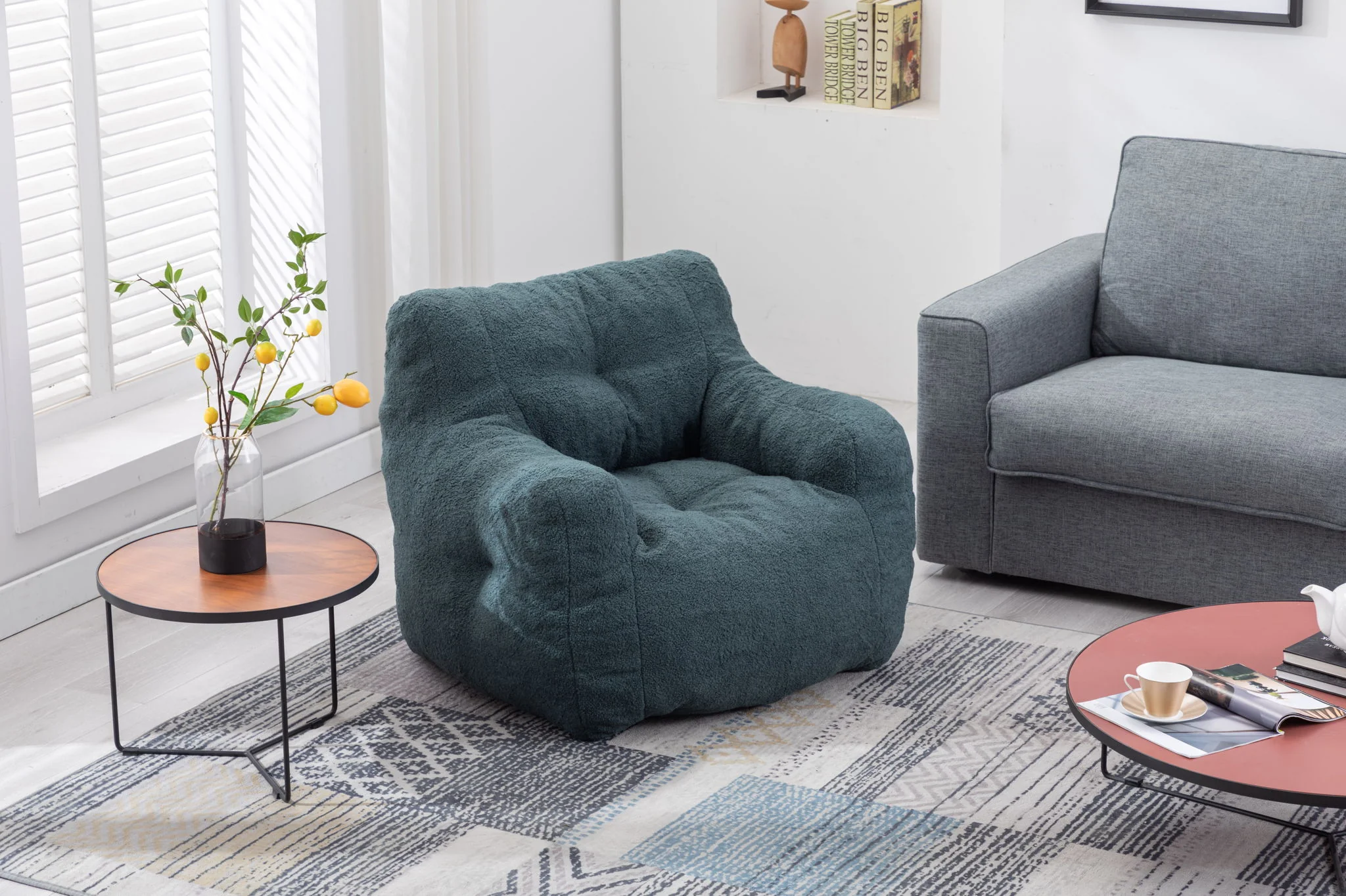 Soft Teddy Fabric Tufted Foam Bean Bag Chair With Teddy Fabric - Image 33
