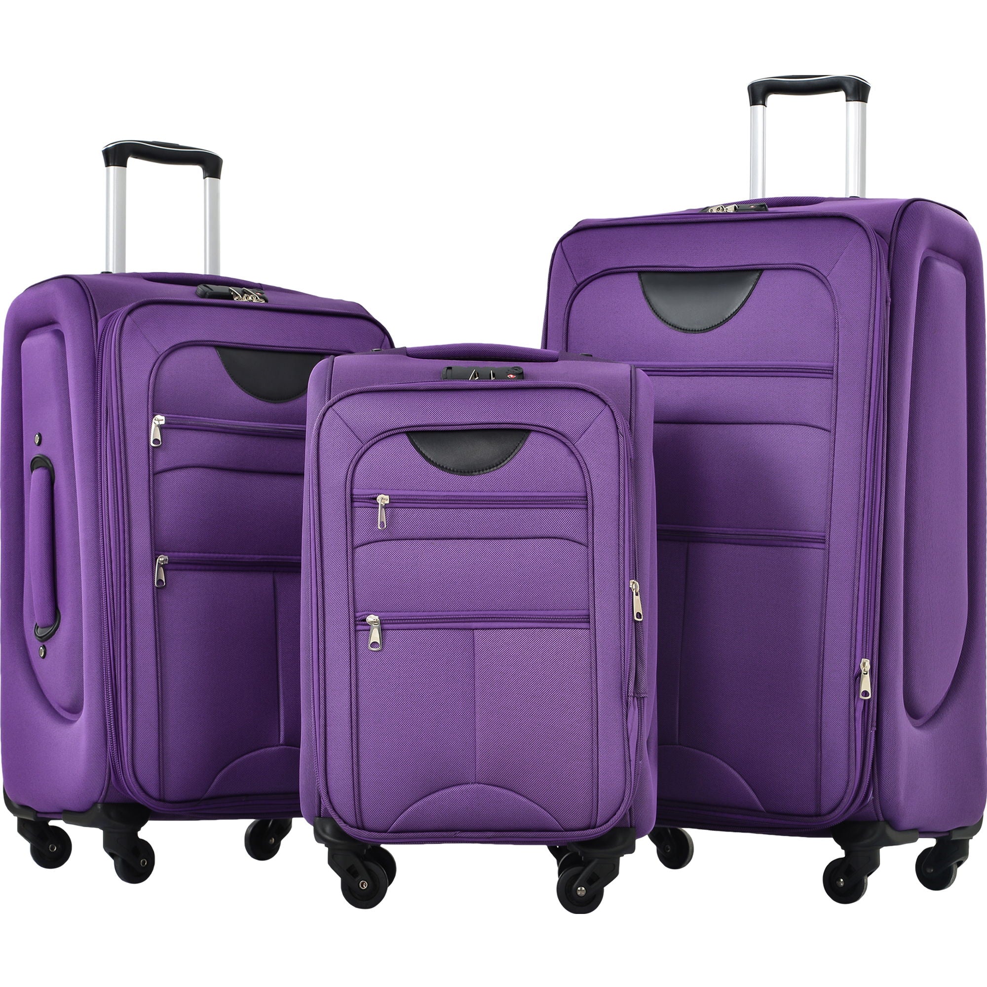Softside Luggage Expandable 3 Piece Set Suitcase Upright Spinner Softshell Lightweight Luggage Travel Set - Image 4