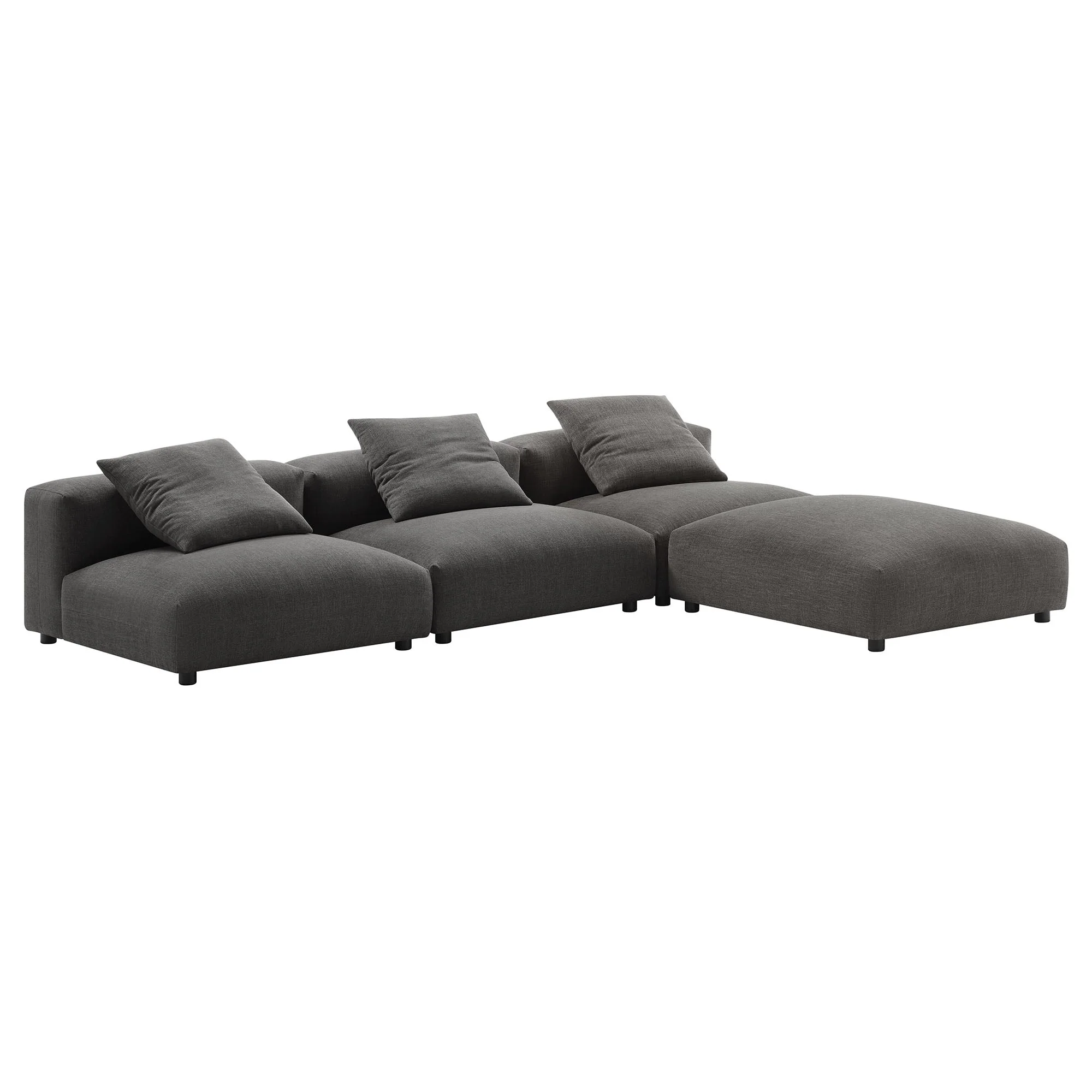 Solace 4-Piece Modular Textured Fabric Sectional Sofa with Ottoman 124 Inch - Image 16