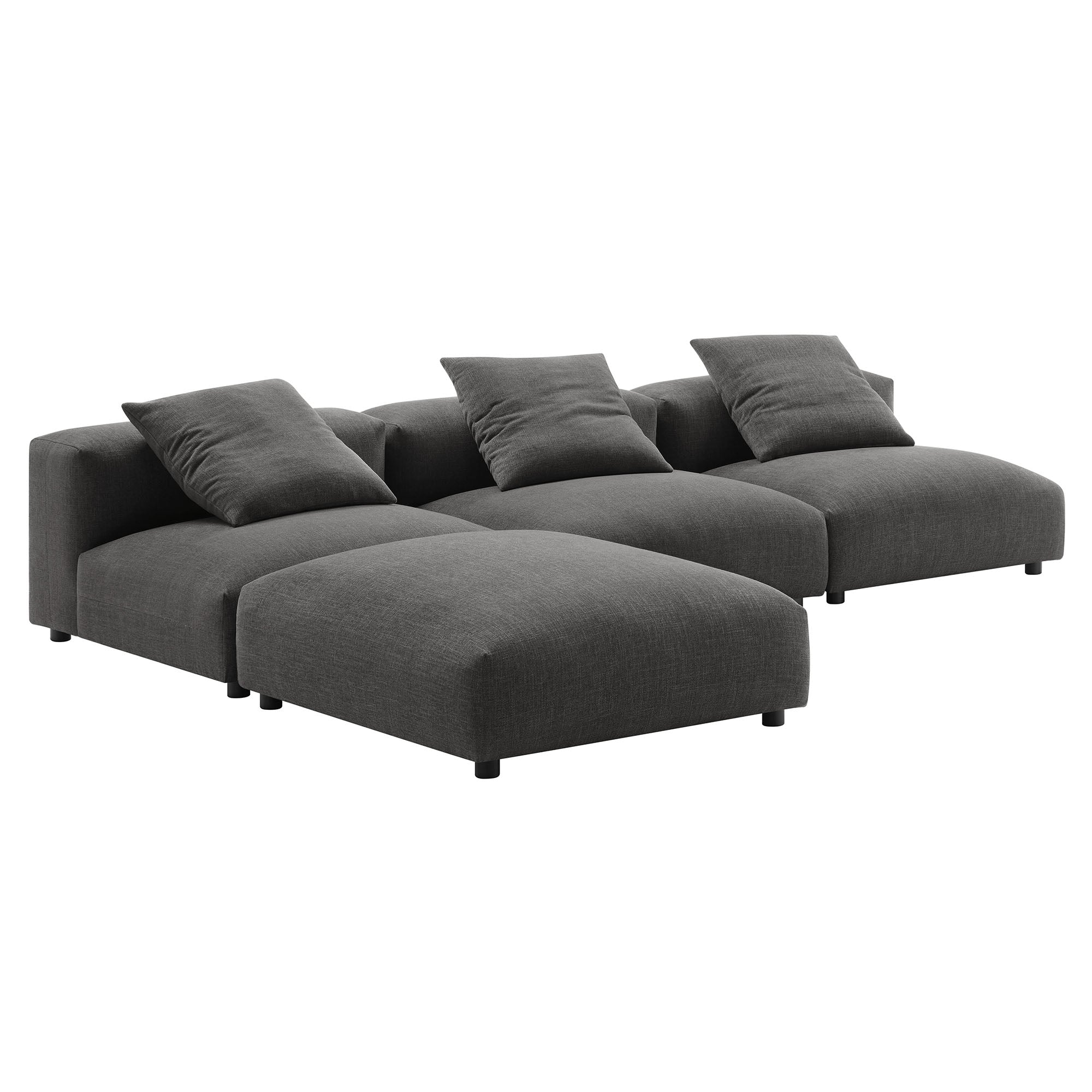 Solace 4-Piece Modular Textured Fabric Sectional Sofa with Ottoman 124 Inch - Image 17