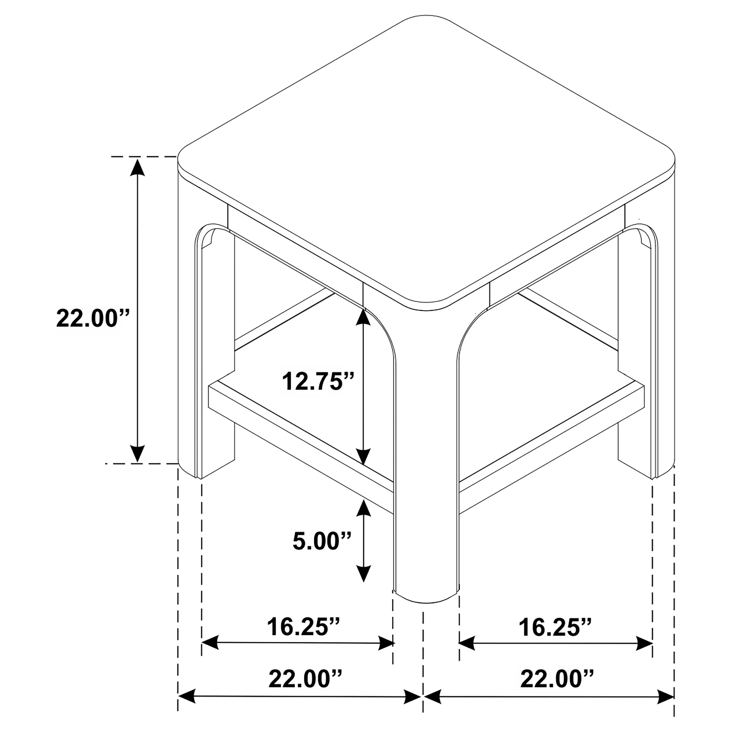 Solano Square Wood Side Table with Shelf, Weathered Mango - Image 7