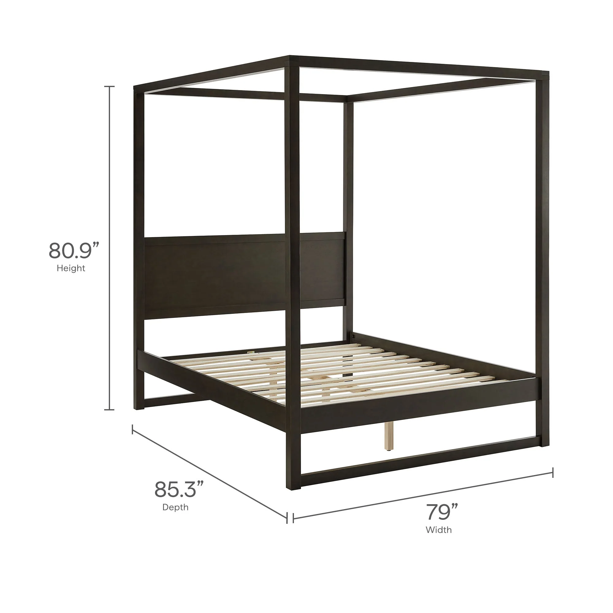 Solid Wood 4-Post Canopy Platform Bed - Image 13