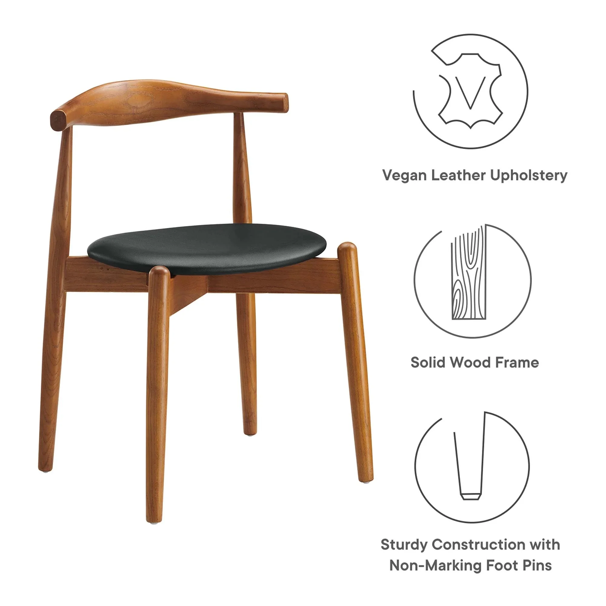 Solid Wood Dining Side Chair with Vinyl Upholstered Seat - Image 6