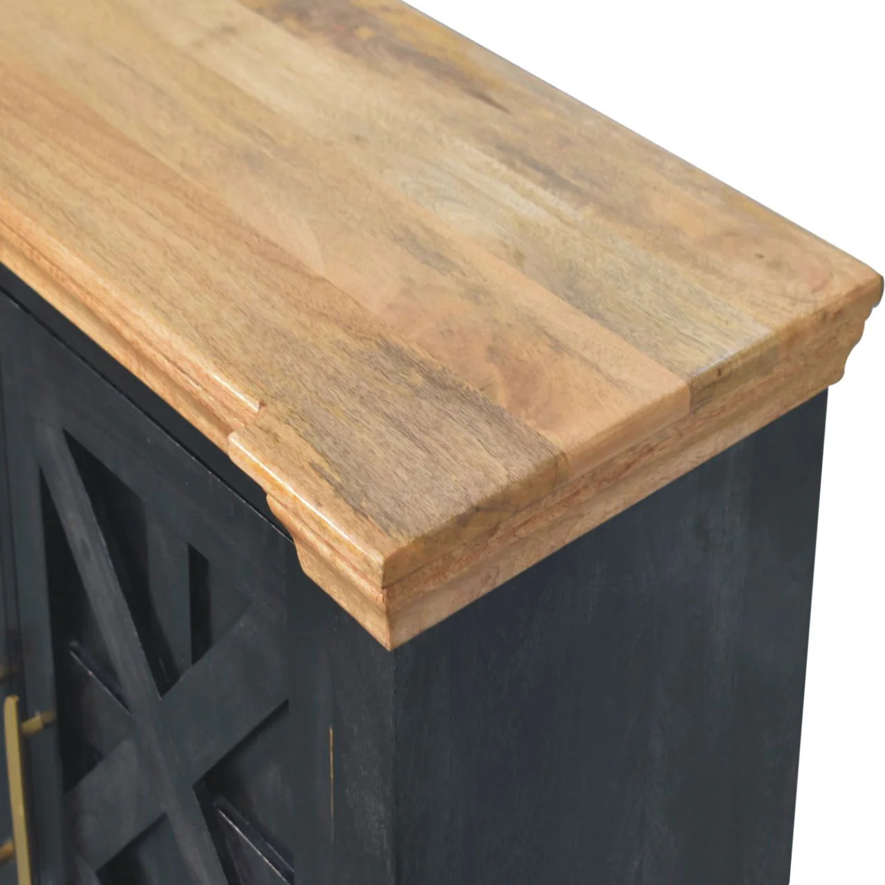 Solid Wood Sideboard Buffet Cabinet with Storage Shelves 59x35in Black - Image 3