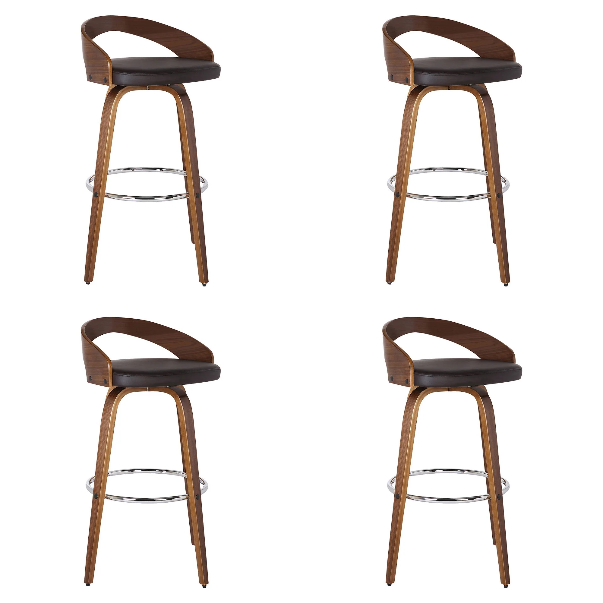 Sonia - 26" Counter Height Swivel Bar Stool - Walnut Wood - Image 5