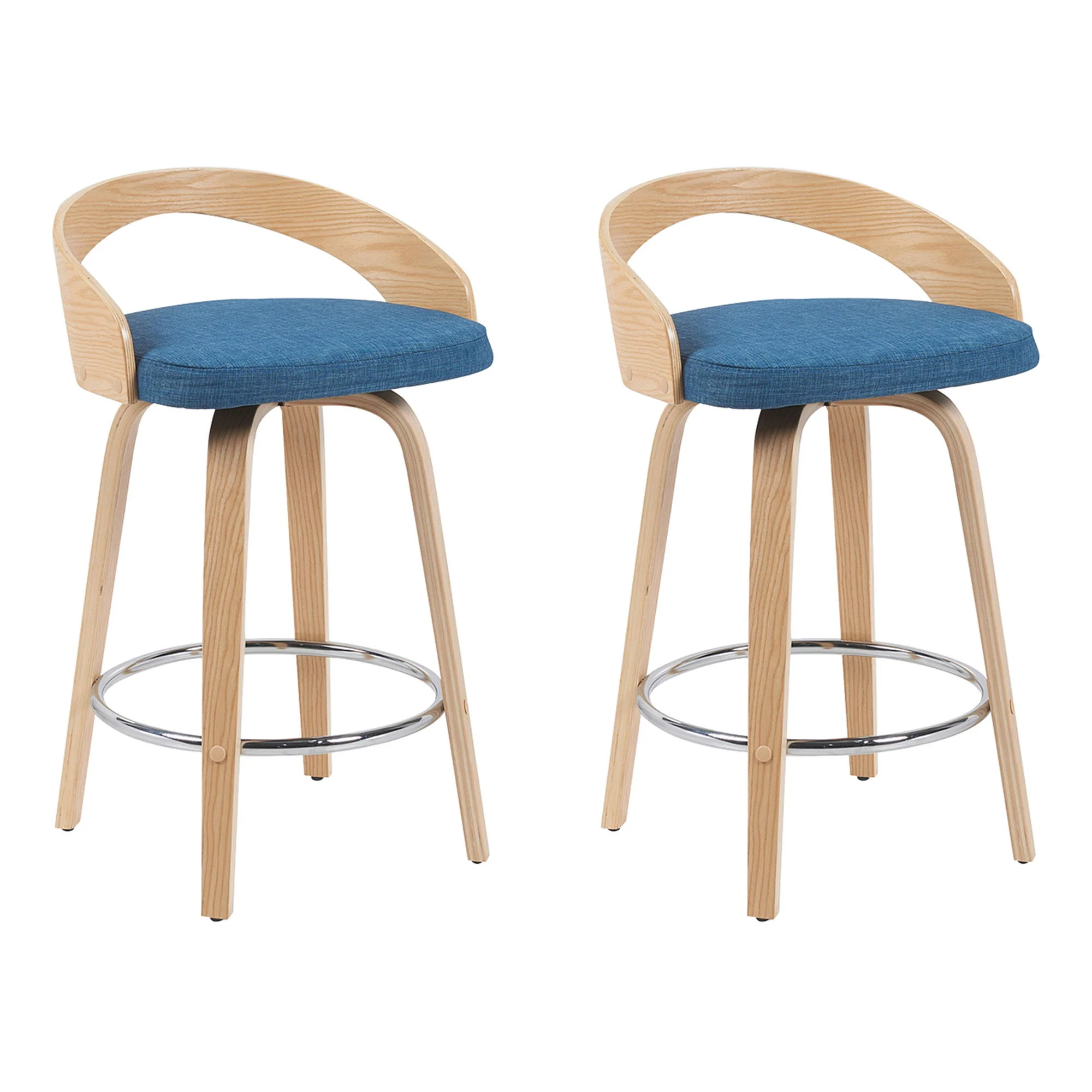 Sonia - Modern Swivel Counter Height Bar Stool - Patterned Oak Wood Finish - Image 8