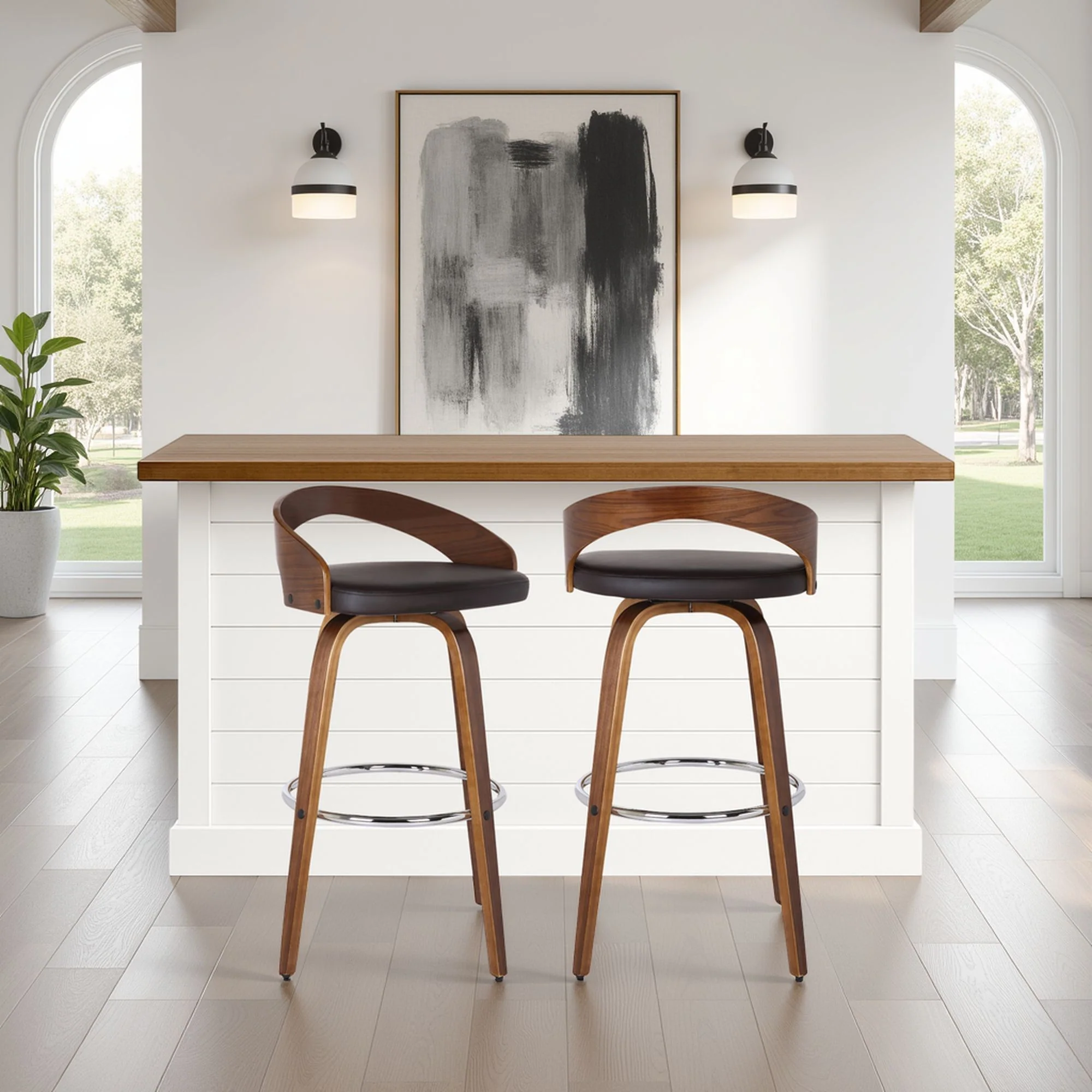 Sonia - 30" Bar Height Swivel Bar Stool - Walnut Wood - Image 61