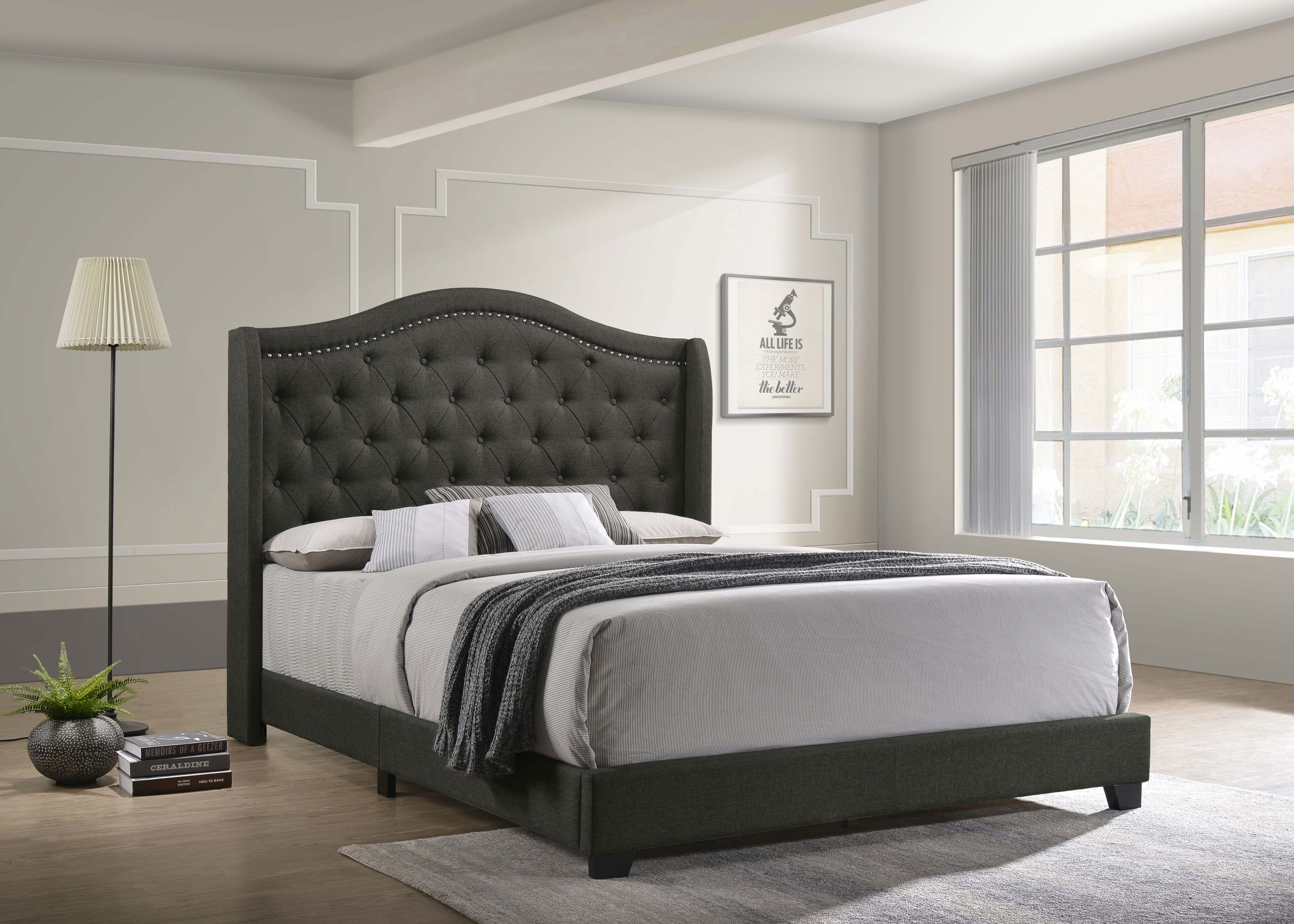 Sonoma Upholstered Queen Wingback Bed, Grey - Image 3