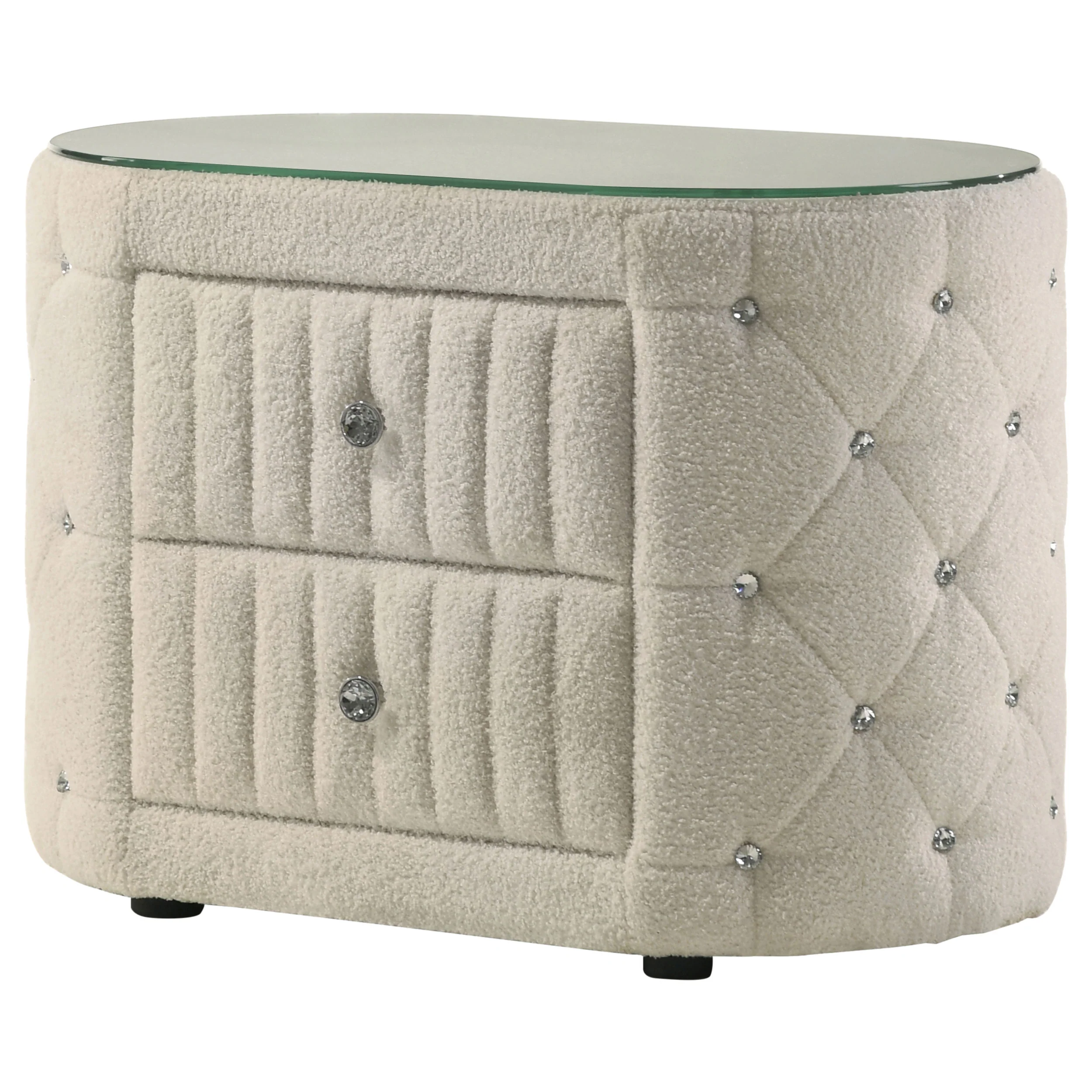 Sonya 2-Drawer Upholstered Nightstand - Ivory Bouclé - Image 4