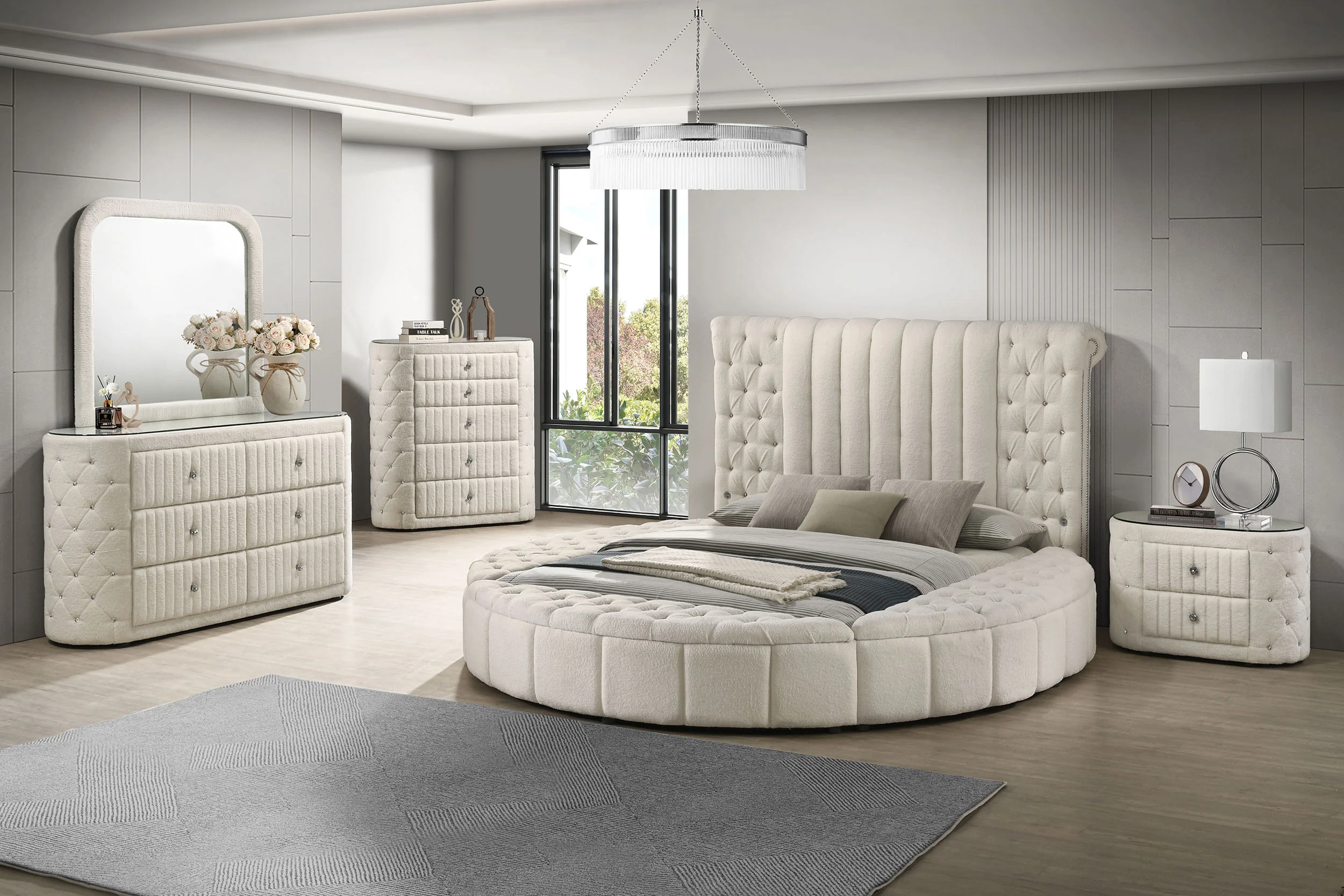 Sonya 6-Drawer Upholstered Dresser with Mirror, Ivory Bouclé - Image 12