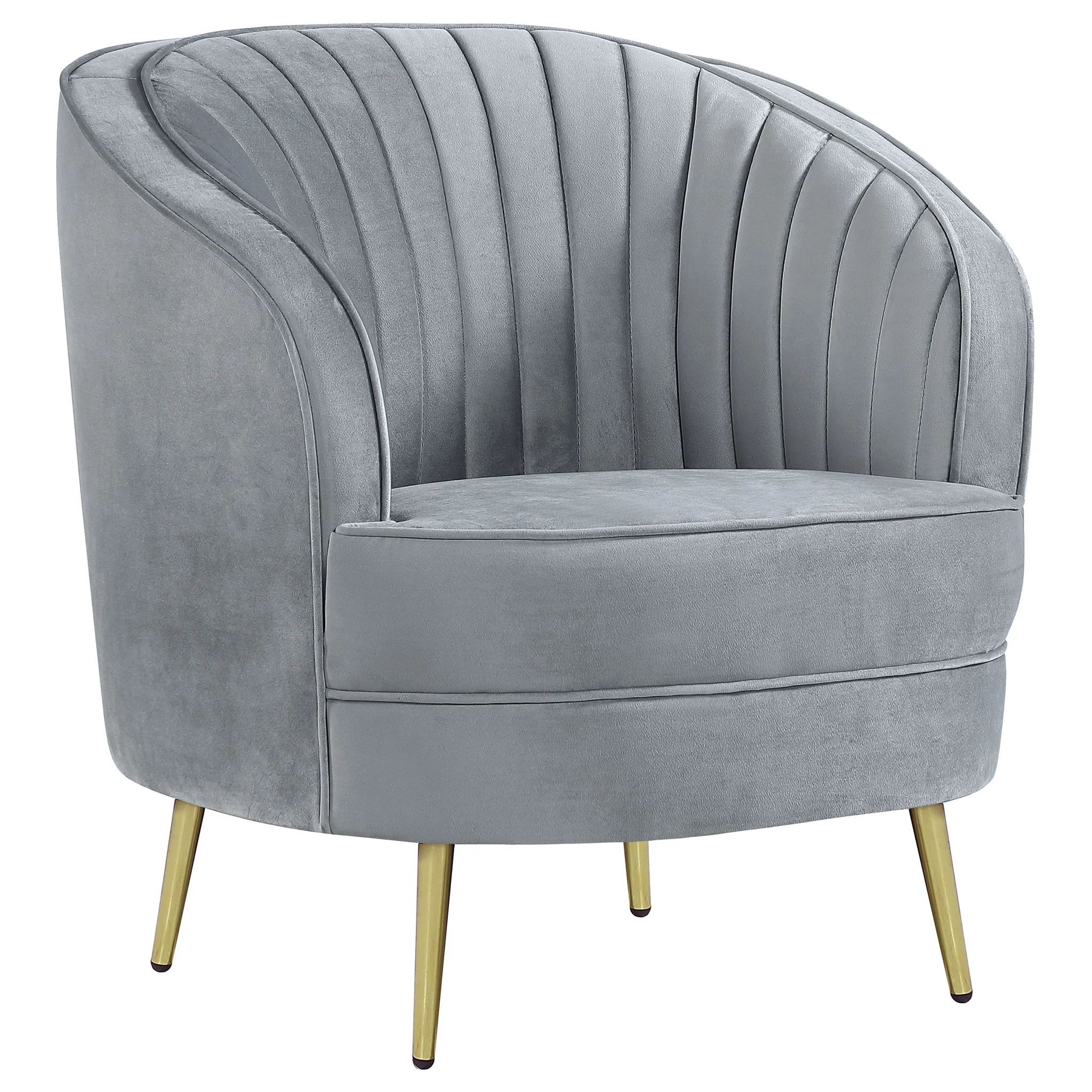 Sophia - 3 Piece Upholstered Channel Tufted Sofa Set - Gray - Image 4
