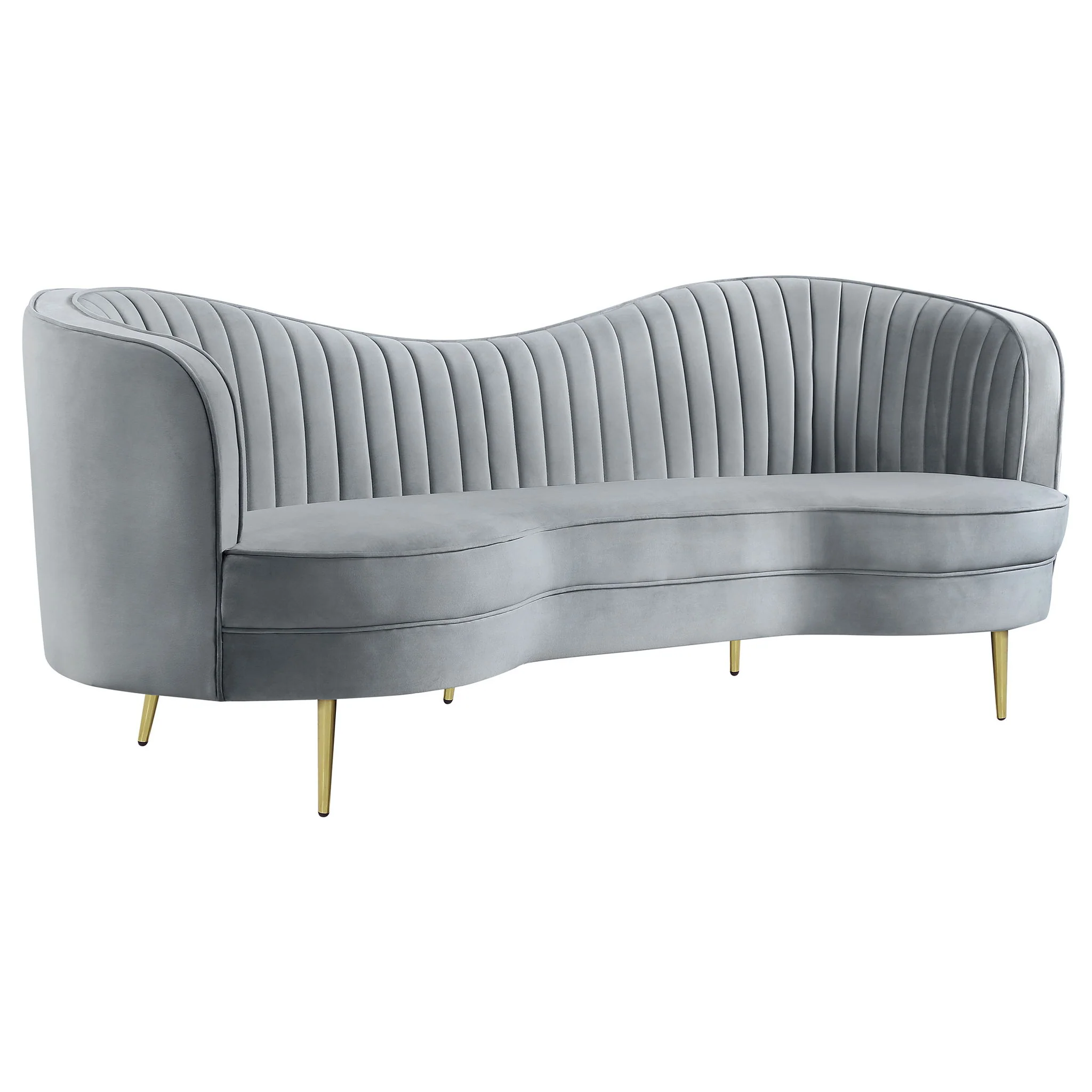 Sophia - 3 Piece Upholstered Channel Tufted Sofa Set - Gray - Image 6