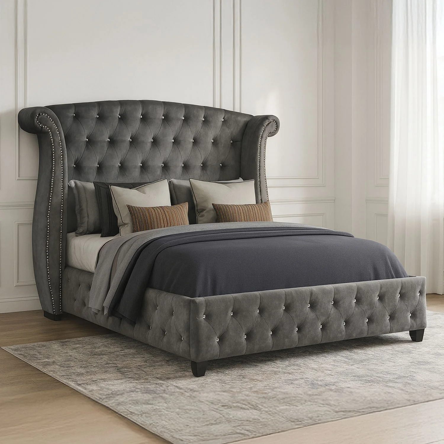 Sophia - Crystal Tufted Upholstered Bed - Image 26