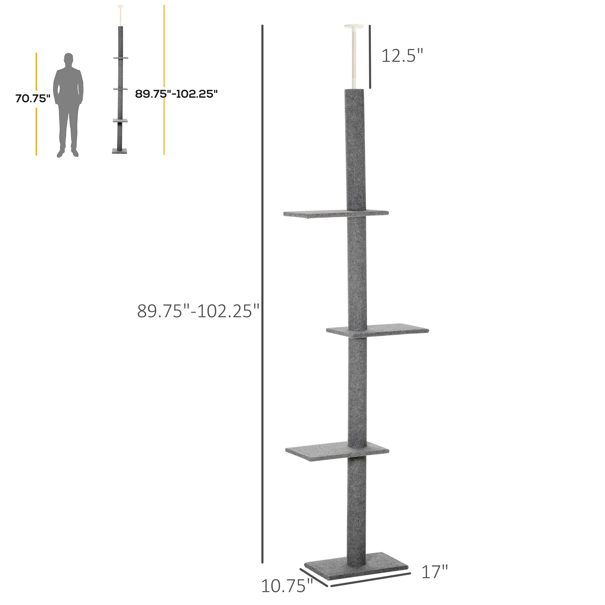 Sorrel 102-Inch Floor-to-Ceiling Tall Cat Tree with 4 Jump Platforms - Image 2