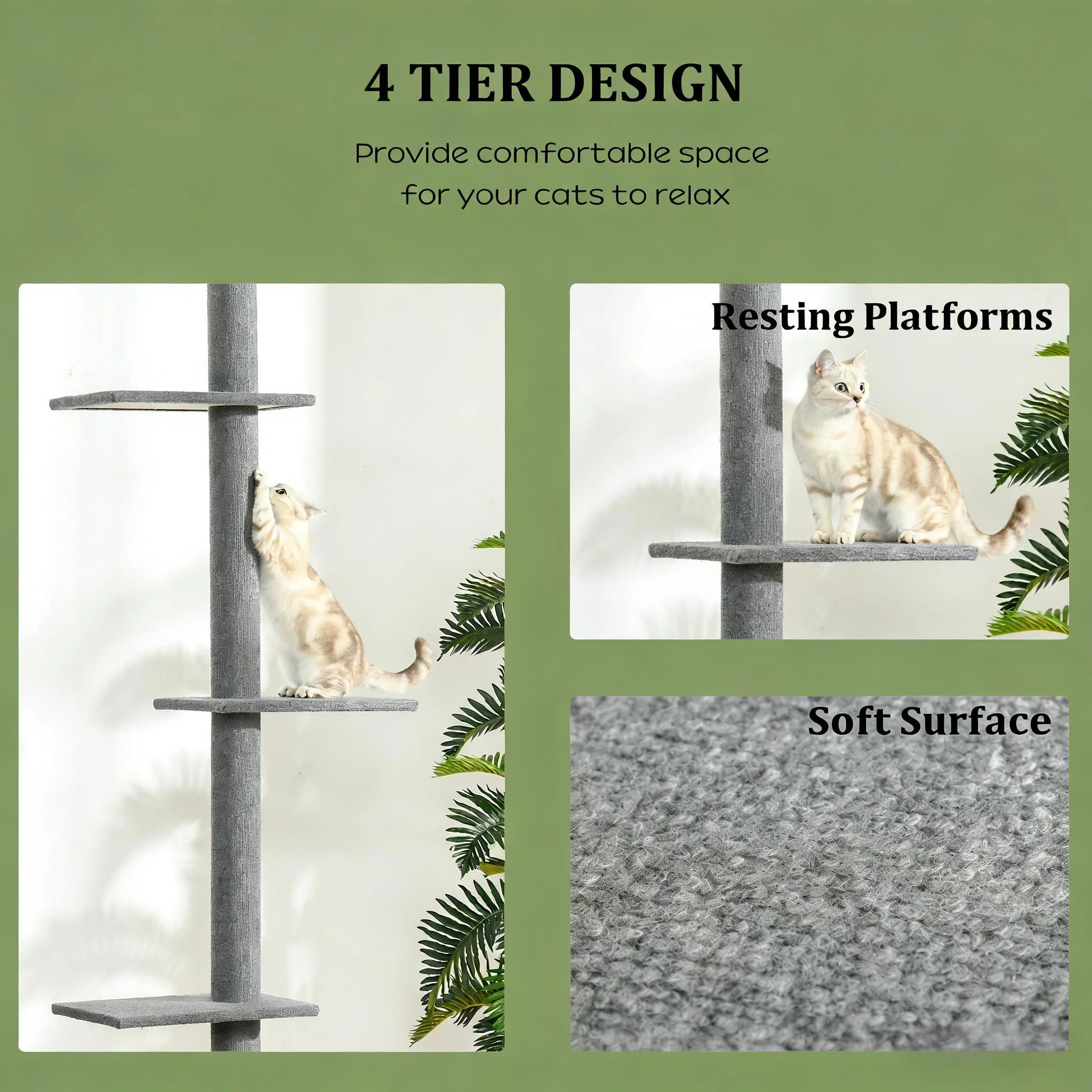 Sorrel 102-Inch Floor-to-Ceiling Tall Cat Tree with 4 Jump Platforms - Image 5