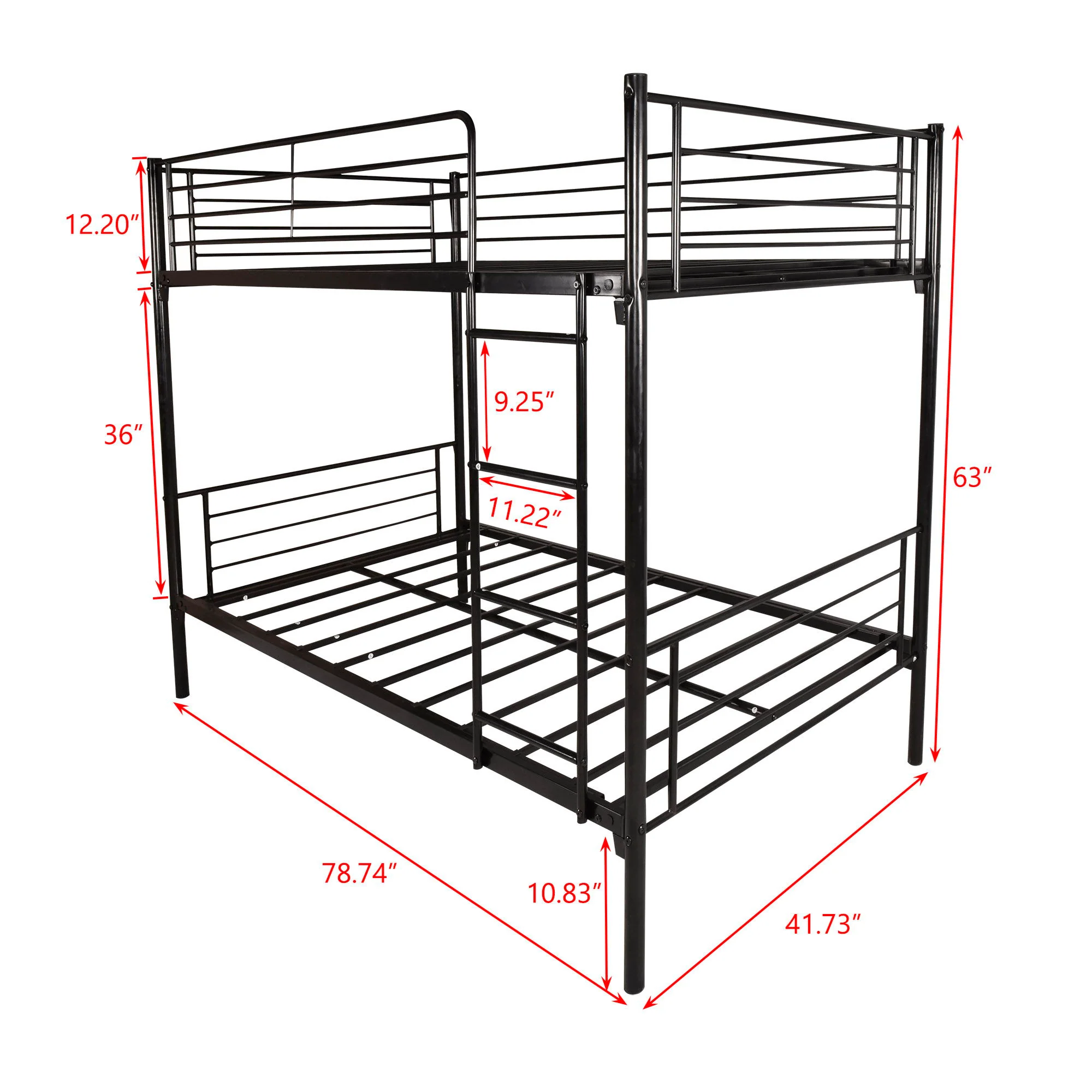 Space Saving Bunk Bed With Metal Frame And Ladder - Image 7