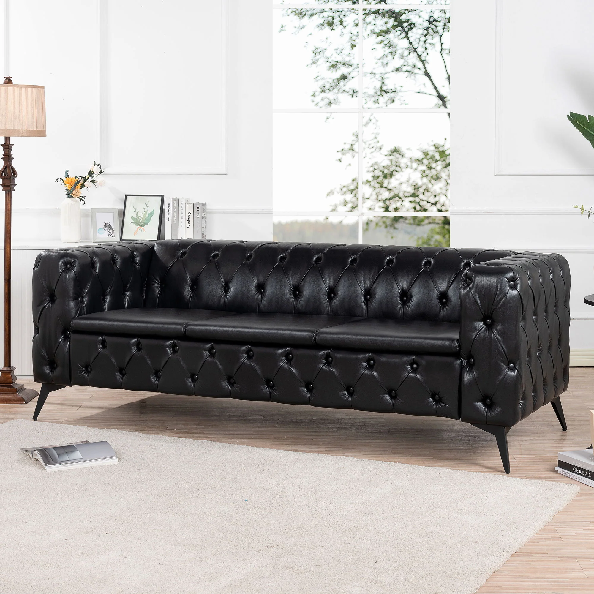 Square Arm Removable Cushion 3 Seater Sofa - Image 17