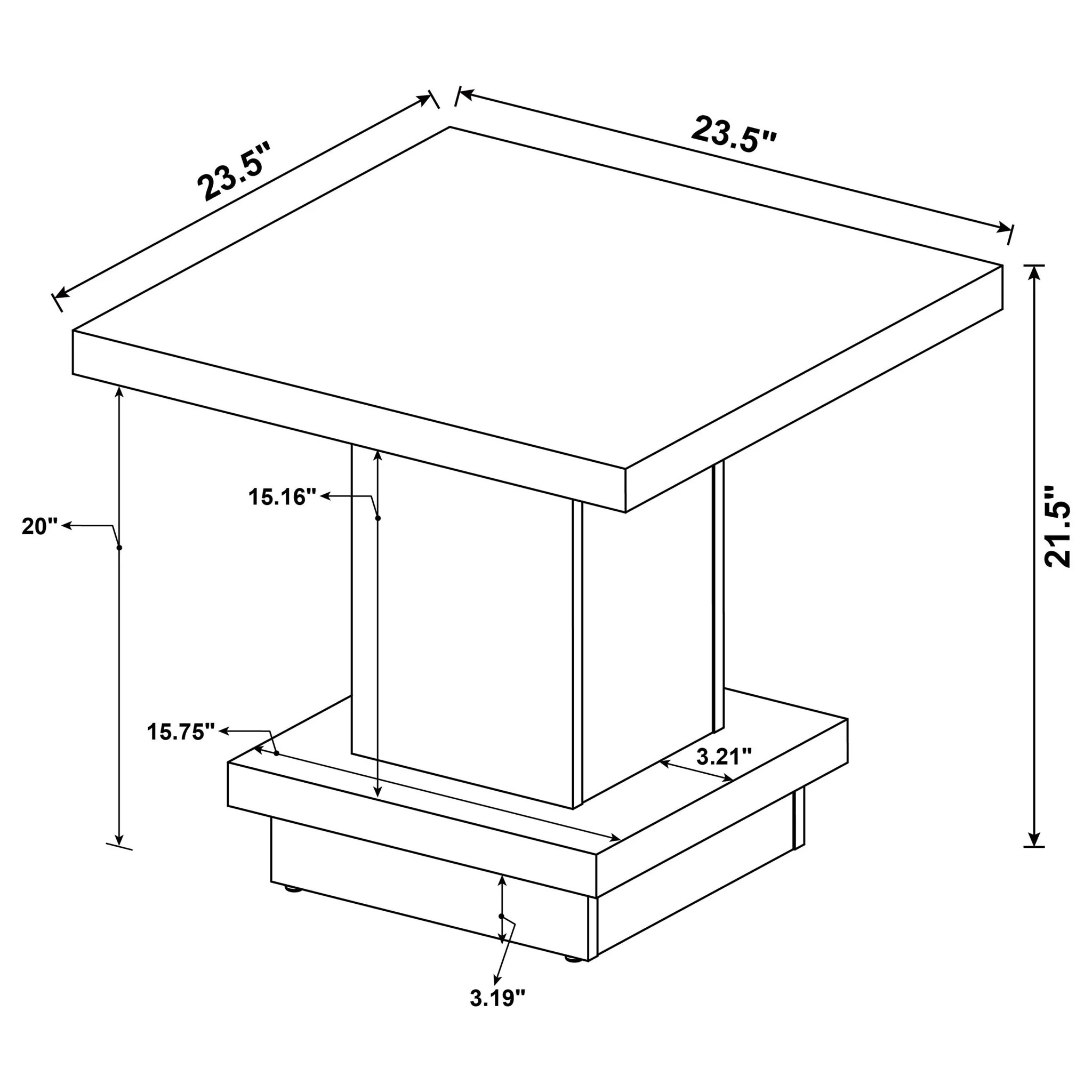 Square Coffee And End Table Set - Image 8
