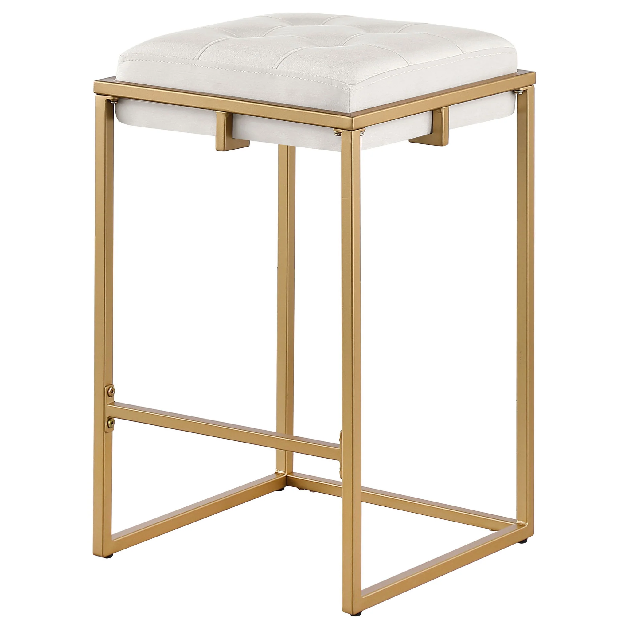 Square Counter Height Stools (Set of 2) - Beige / Gold - Image 9