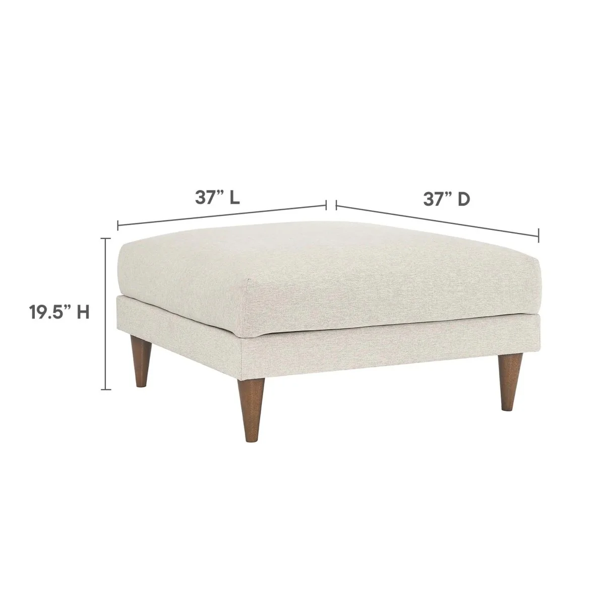 Square Down Filled Fabric Ottoman – Ivory 37 Inch - Image 4