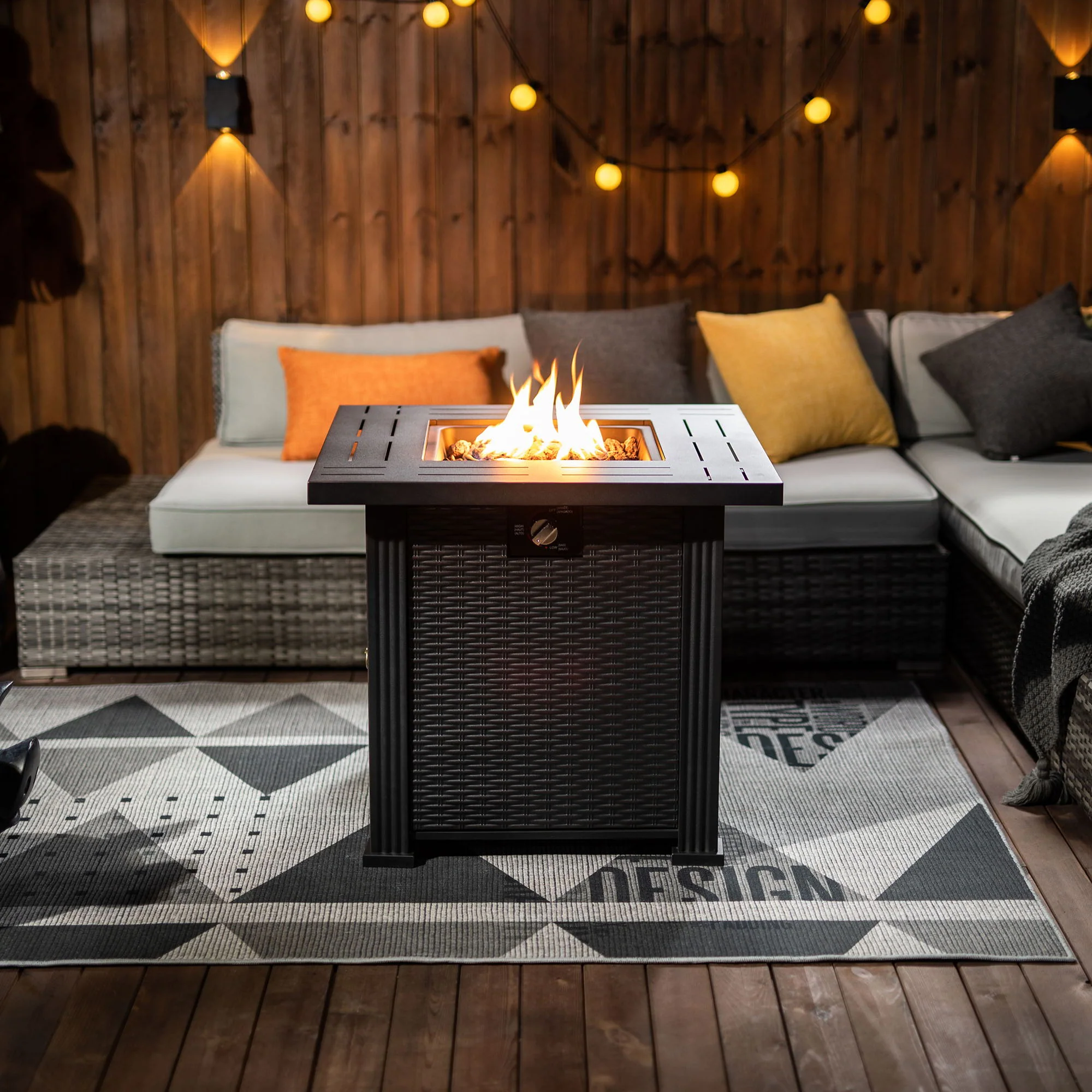 Square Fire Pit Table - Brown - Image 6
