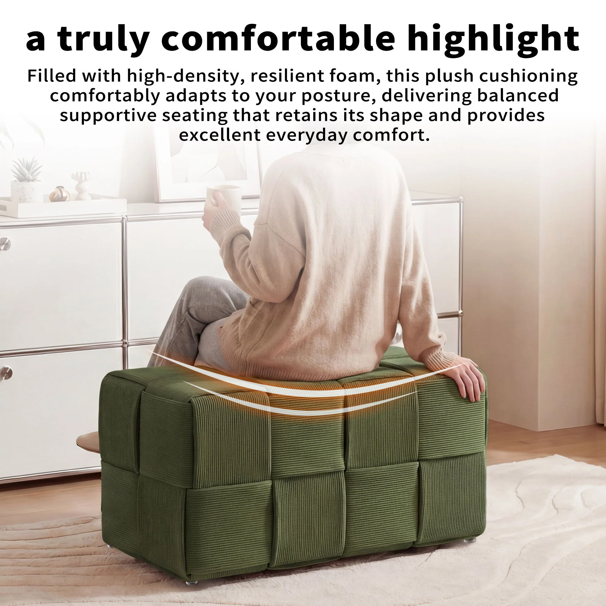 Modern Ottoman Foot Rest With Woven Design - Image 22