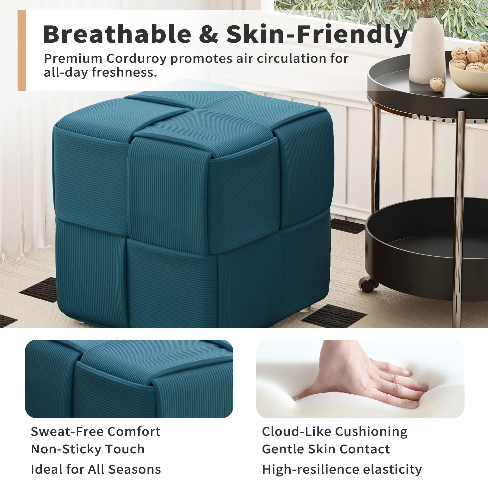 Modern Ottoman Foot Rest With Woven Design - Image 35