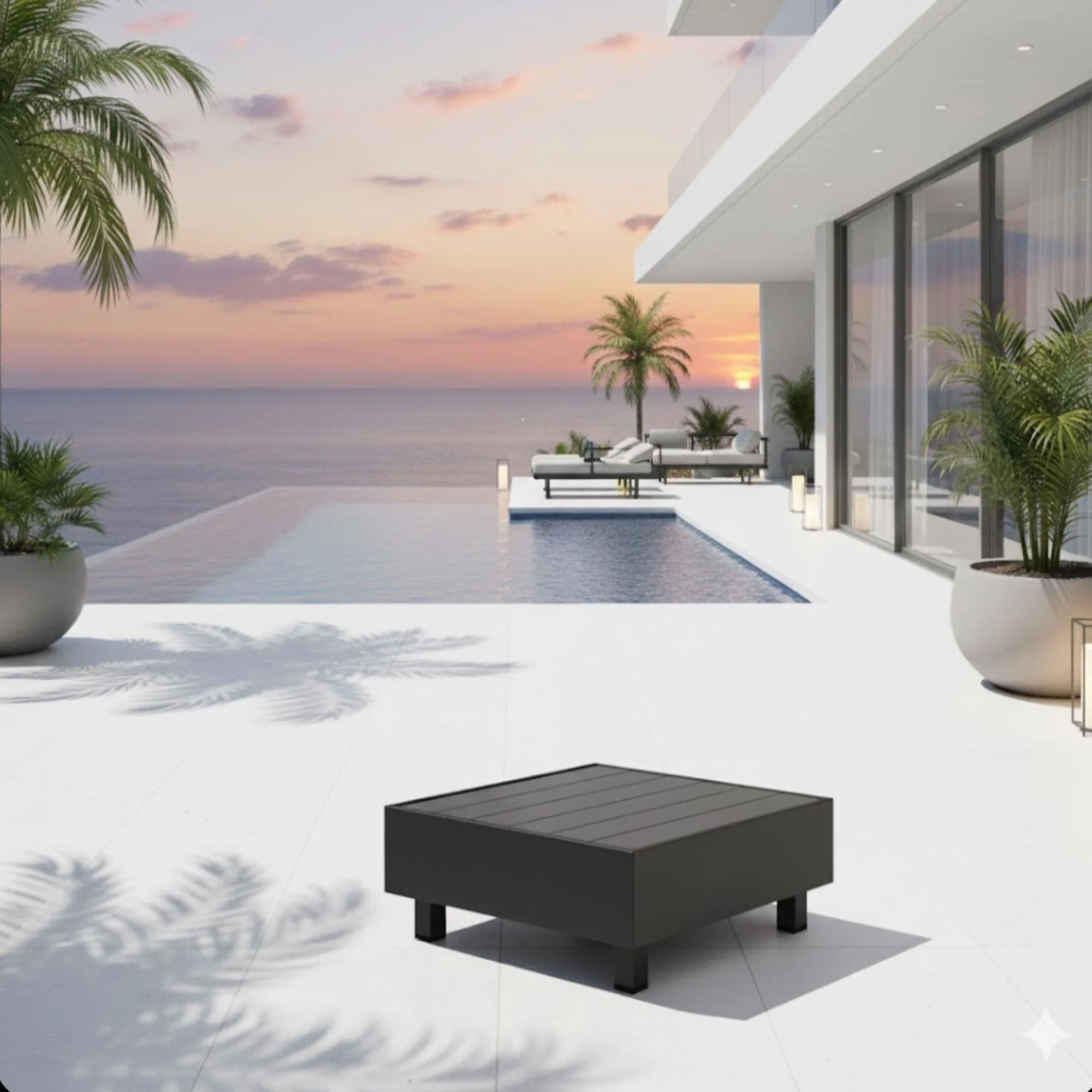 Square Slatted Patio Coffee Table With Rust Resistant Accents - Gray - Image 5