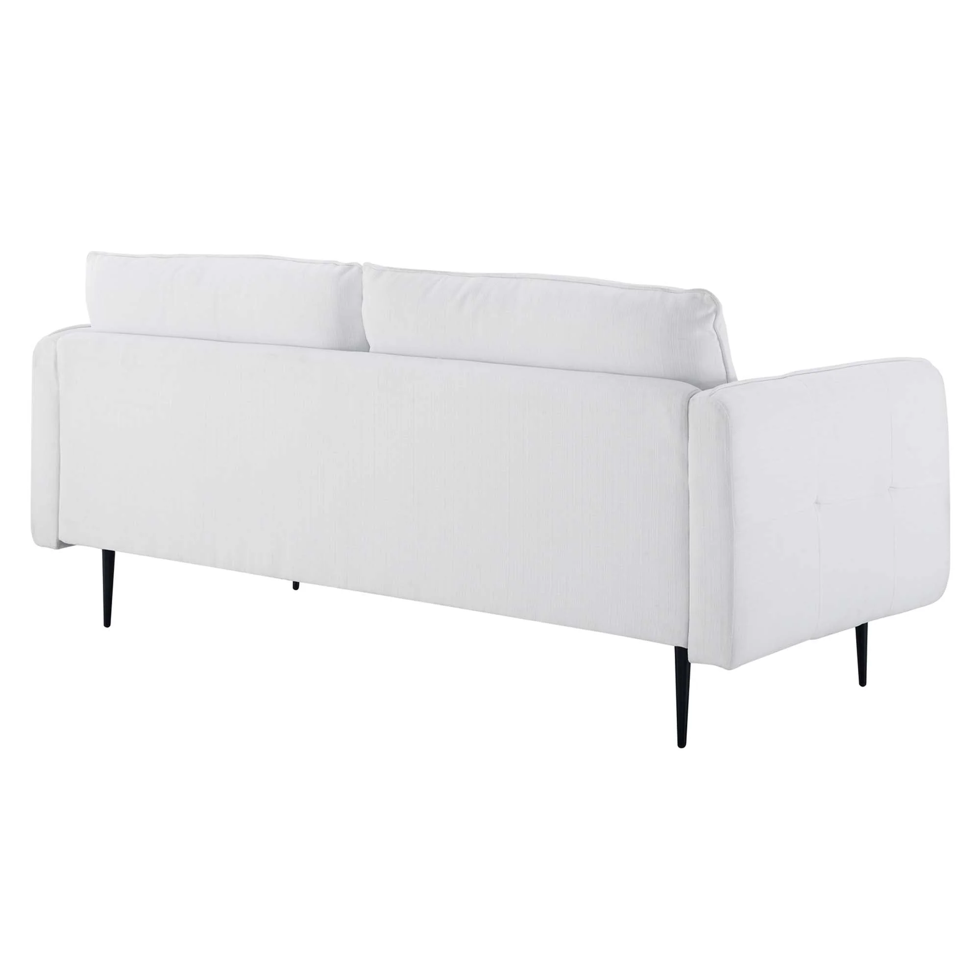 Square Tufted Fabric Sofa with French Piping and Metal Legs - Image 19
