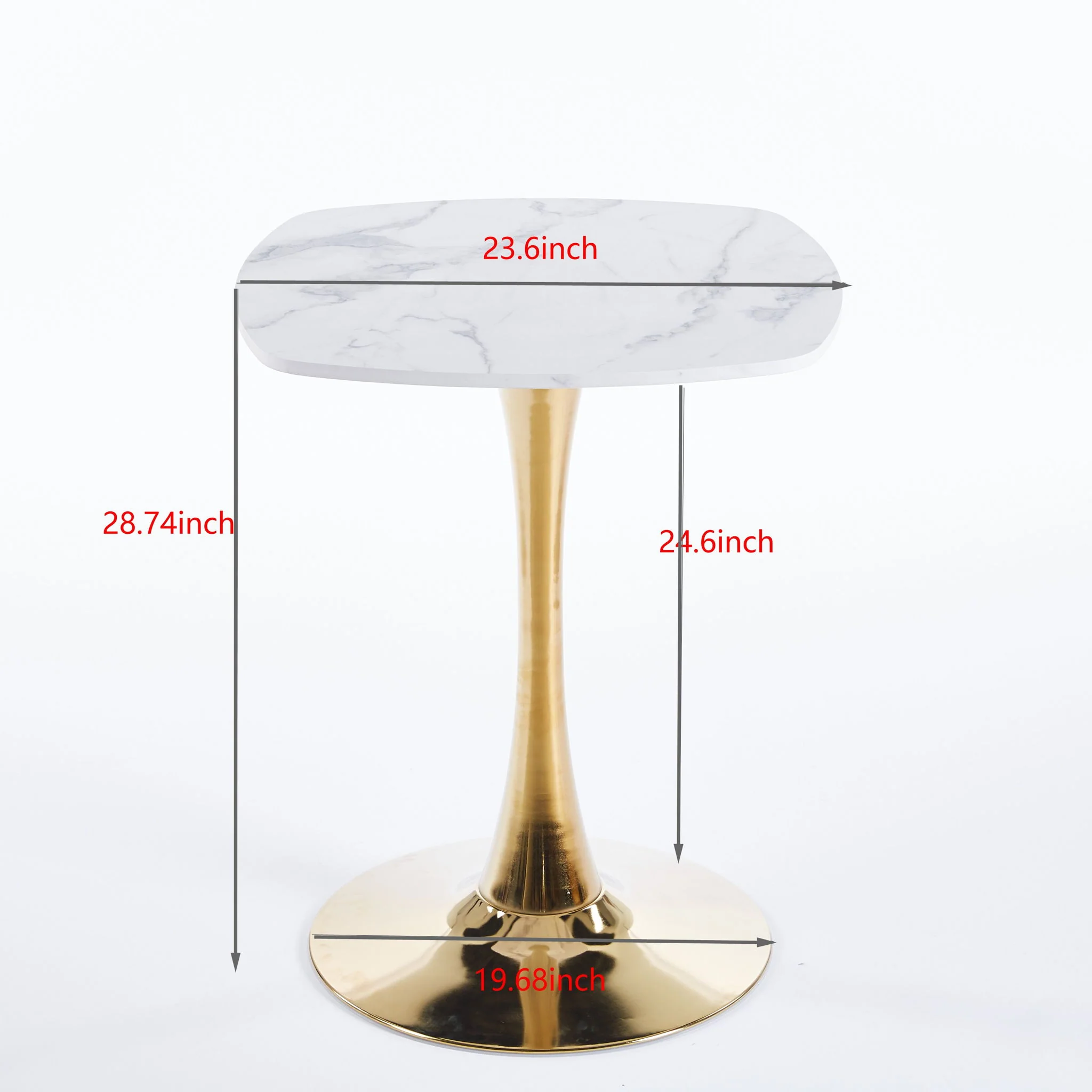 Square Tulip Dining Table For 2 - 4 People - Golden / White - Image 5