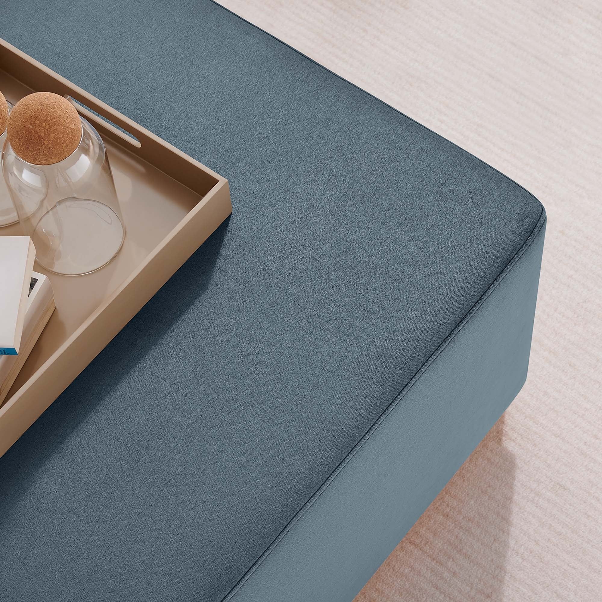 Square Velvet Upholstered Ottoman – Plinth Base 28 Inch - Image 21