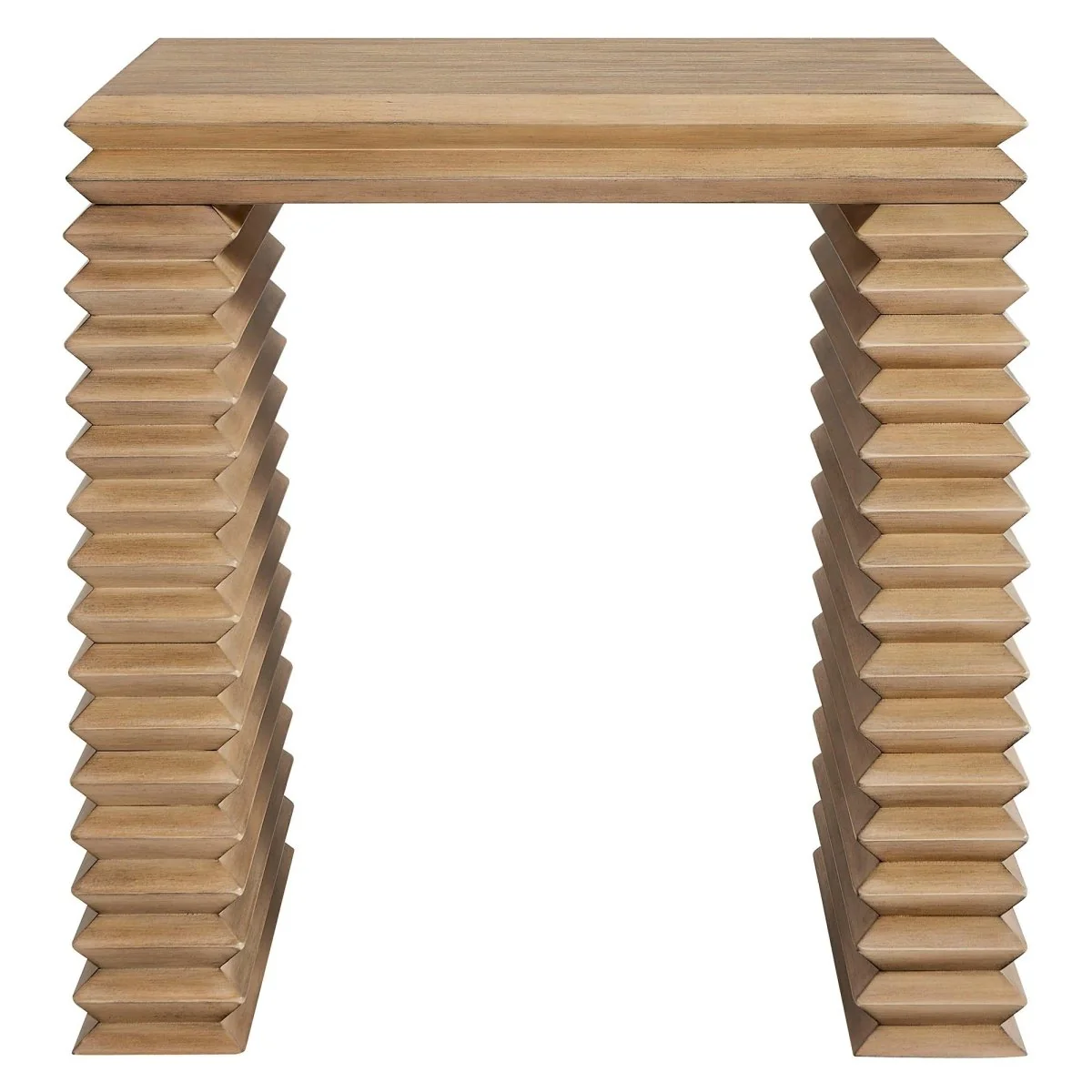 Square Wood Side Table Stacked Design – Oak 24 Inch - Image 4