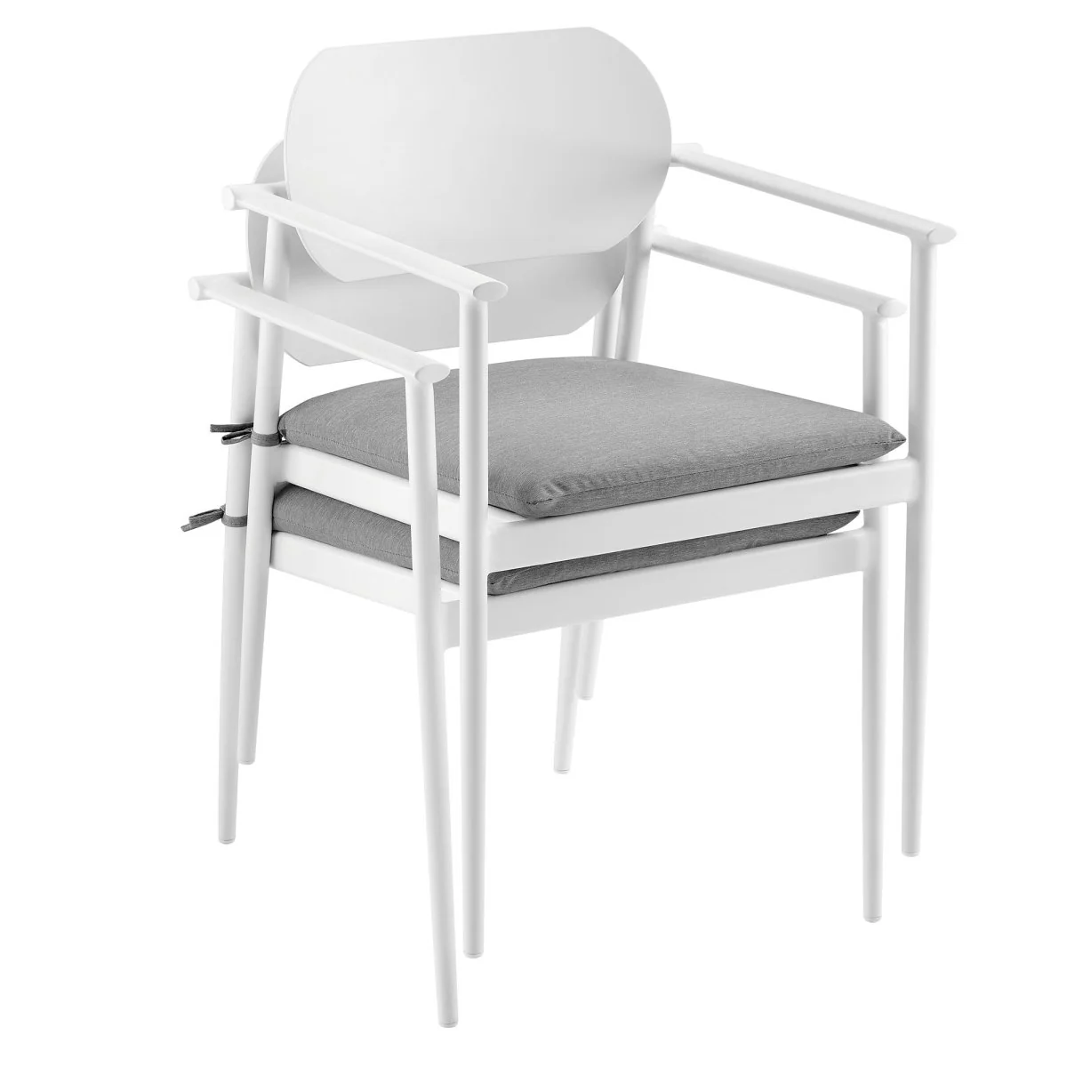 Stackable Aluminum Outdoor Dining Armchairs with Cushions for Patio, Garden - Image 6