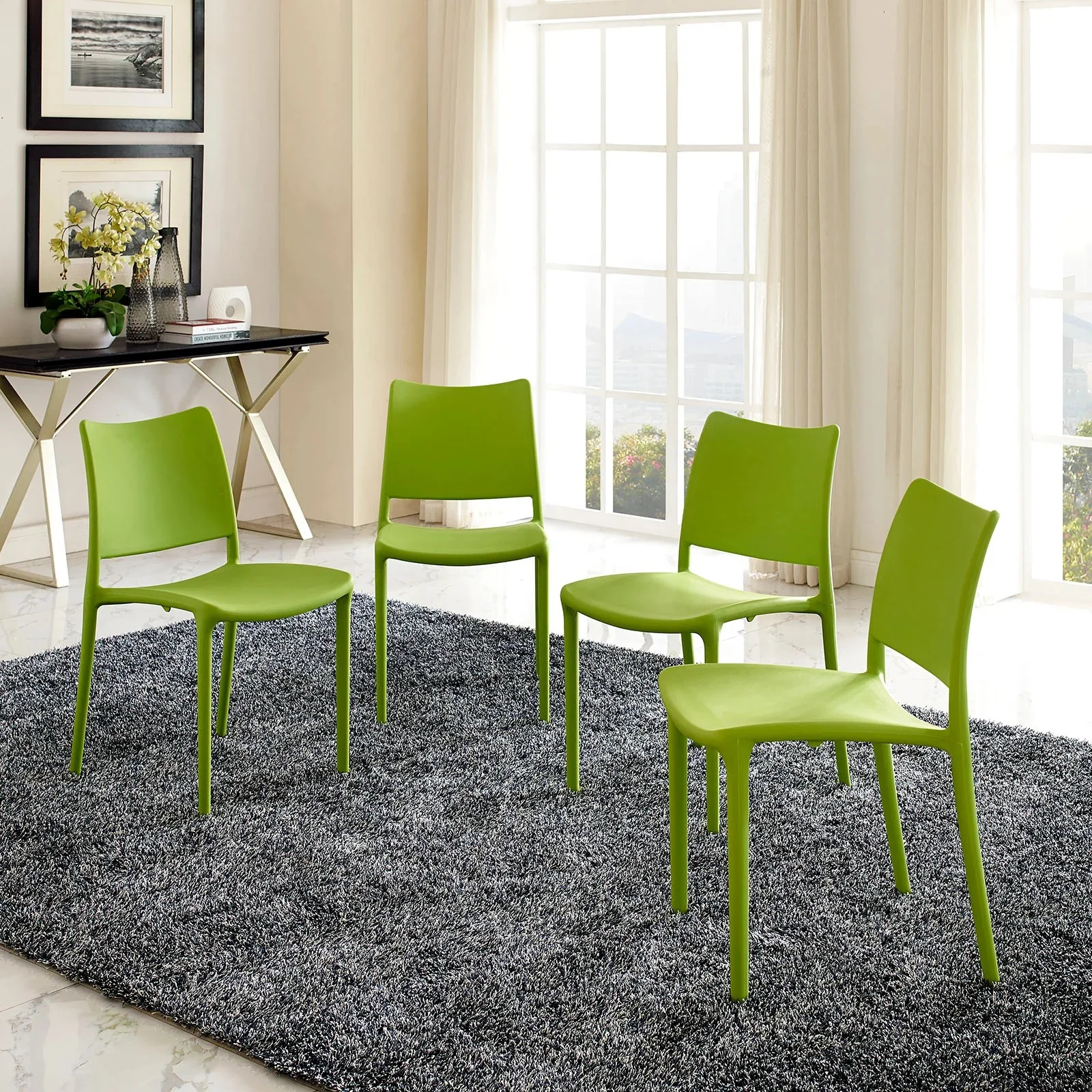 Stackable Polypropylene Dining Side Chair Set – Set of 4 - Image 5