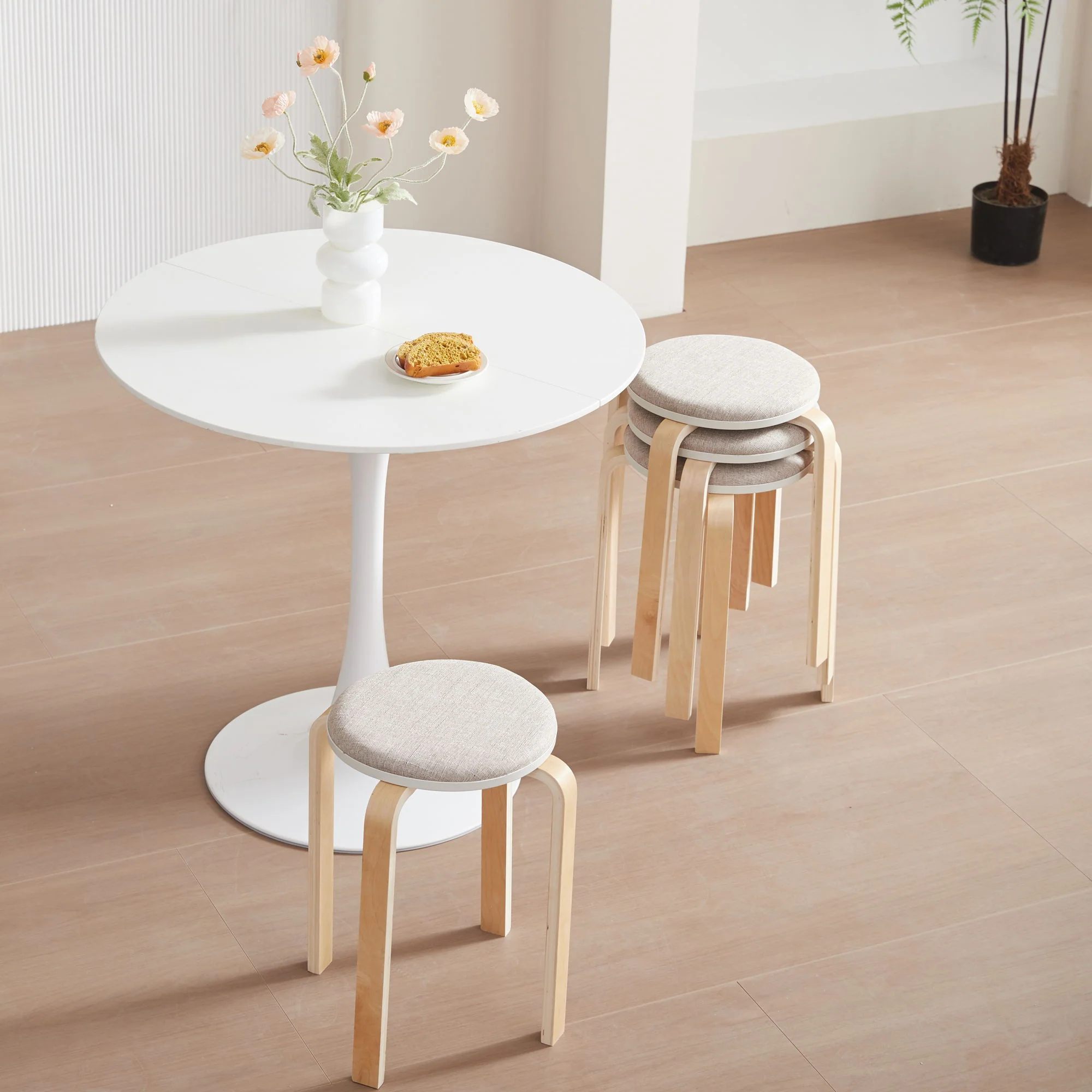 Stackable Round Backless Stools (Set of 4) - Image 8