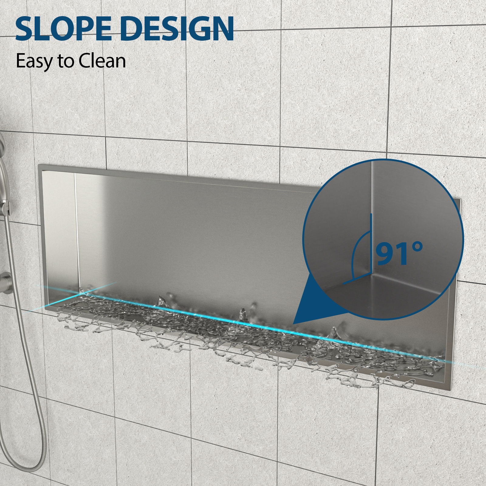 Stainless Steel Shower Niche With Seamless Design For Bathroom Storage - Image 33