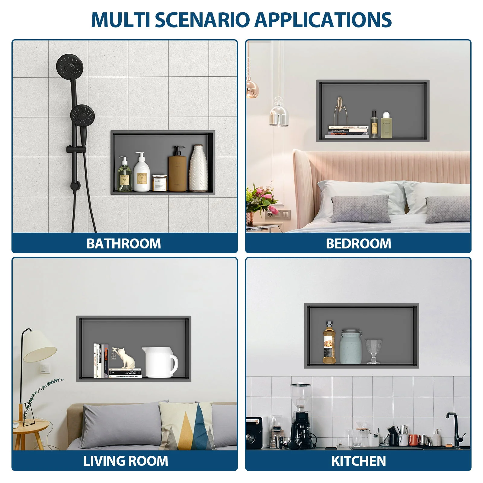 Stainless Steel Shower Niche With Seamless Design For Bathroom Storage - Image 79