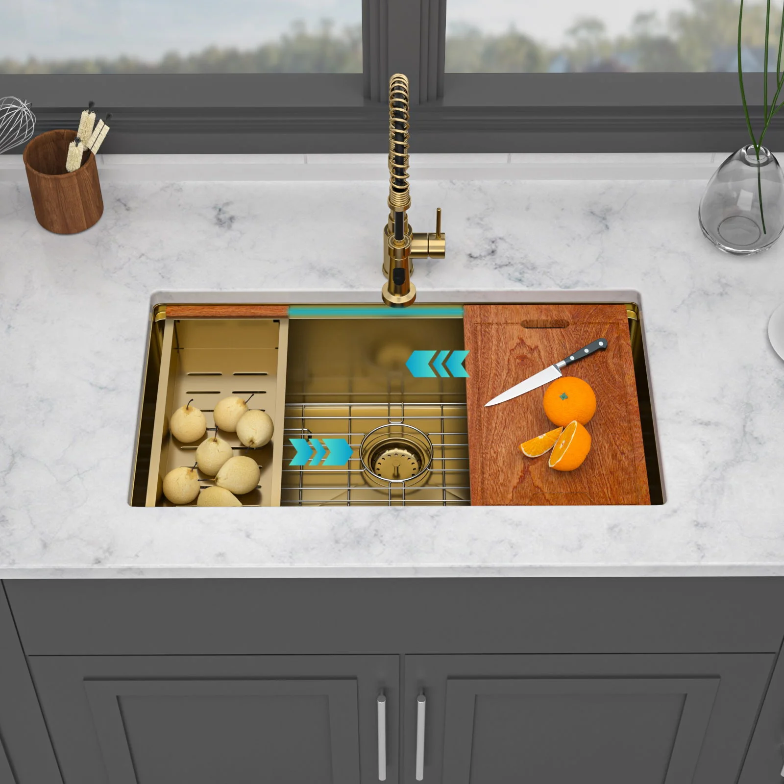 Stainless Steel Undermount Kitchen Sink With Workstation - Image 11