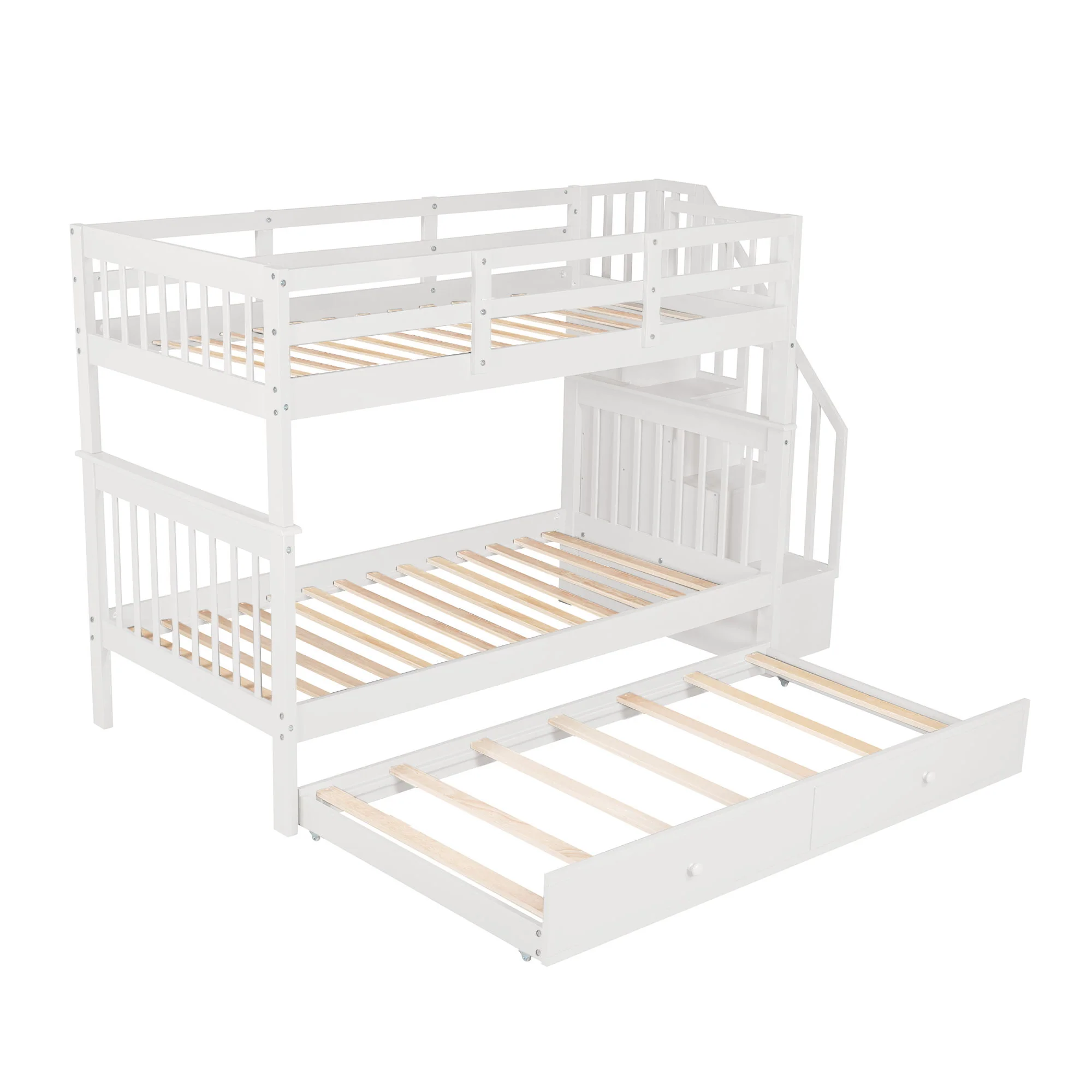 Stairway Bunk Bed With Storage And Guard Rail For Bedroom - Image 33