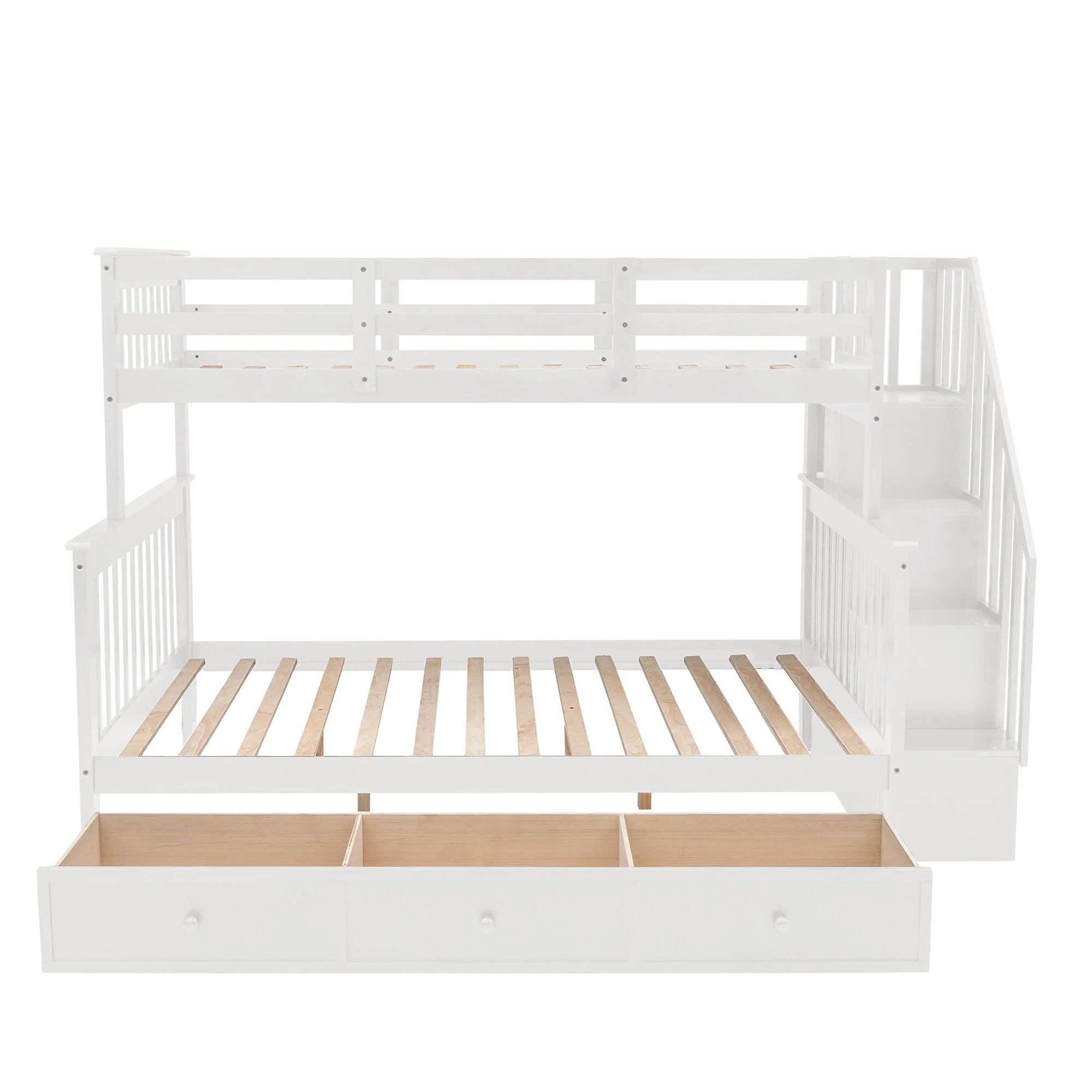 Stairway Bunk Bed With Storage And Guard Rail For Bedroom - Image 34