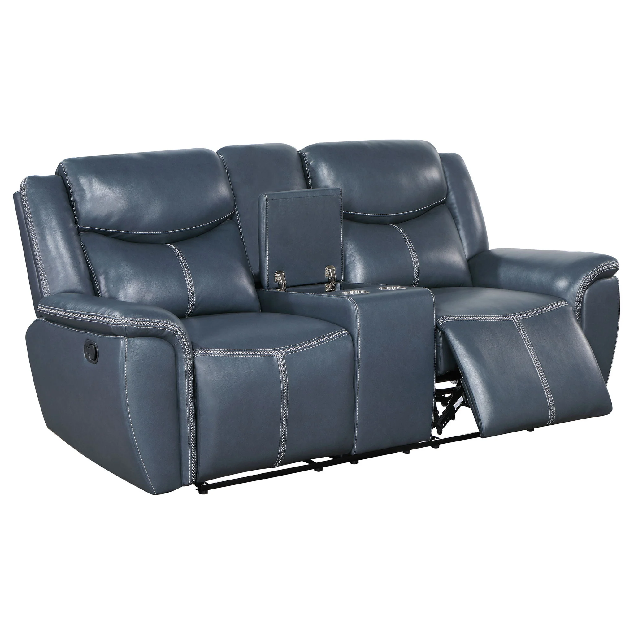 Stanwicke - Motion Reclining Loveseat With Console - Blue - Image 7