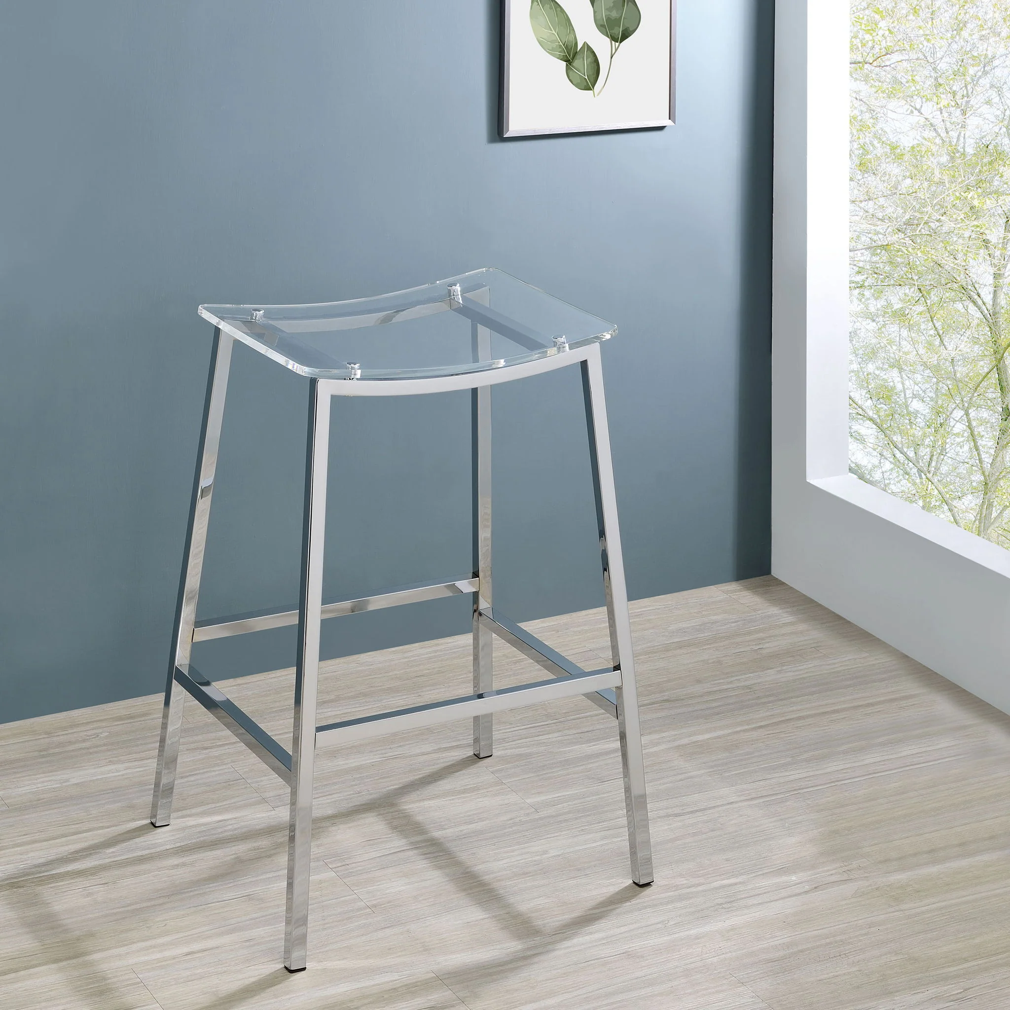 Staten - Backless Bar Stool (Set of 2) - Chrome - Image 4