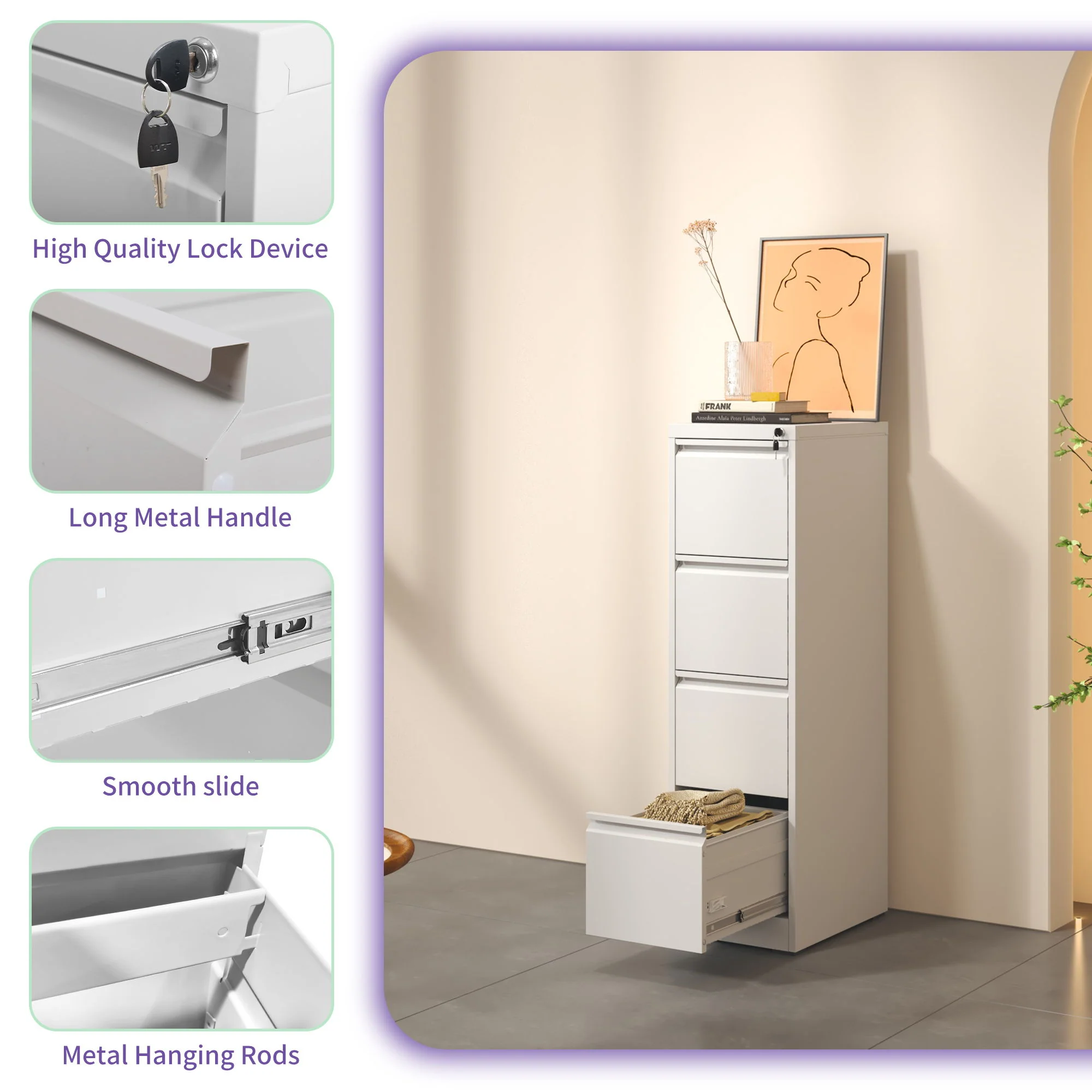 Steel Drawer Vertical File Cabinet With Lock For A4 Legal / Letter Size - Image 55