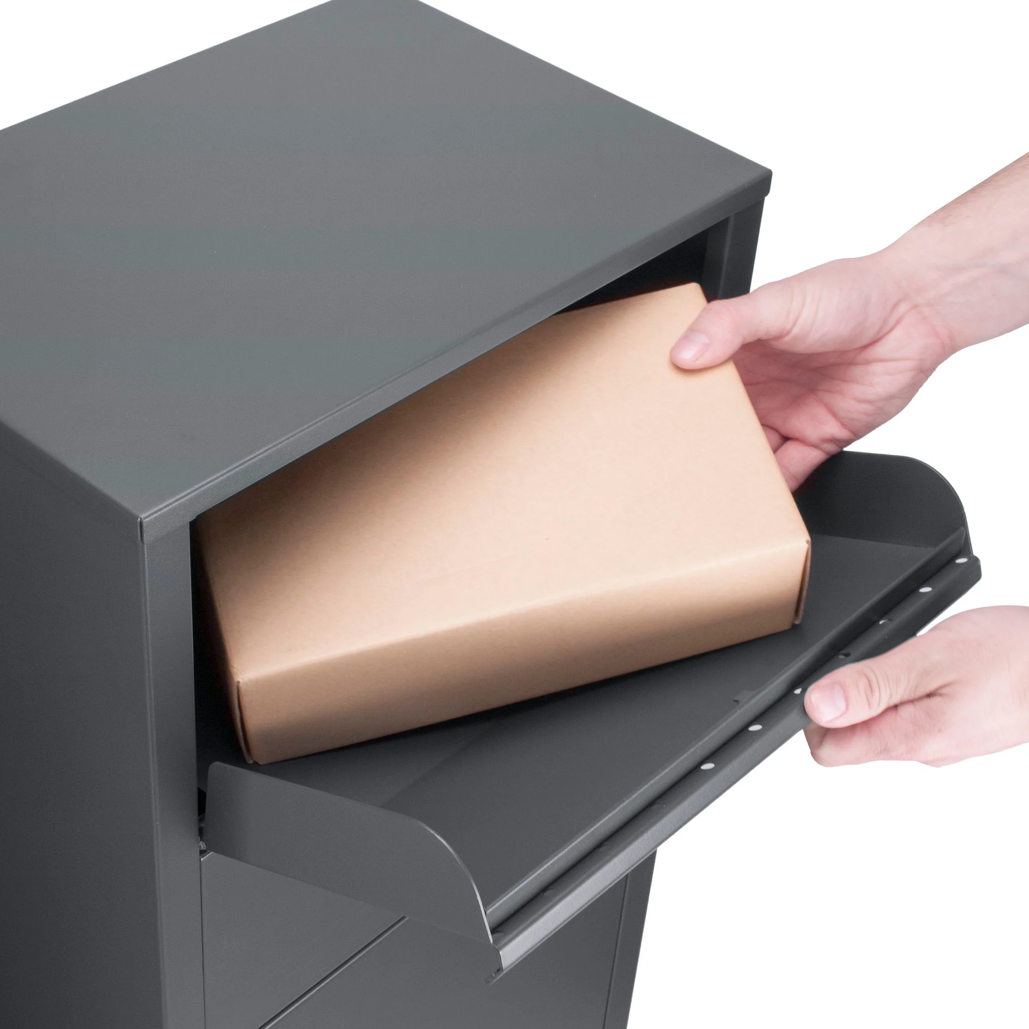 Steel Large Single Compartment Locking Parcel Drop Box With Keyed Access - Gray - Image 5