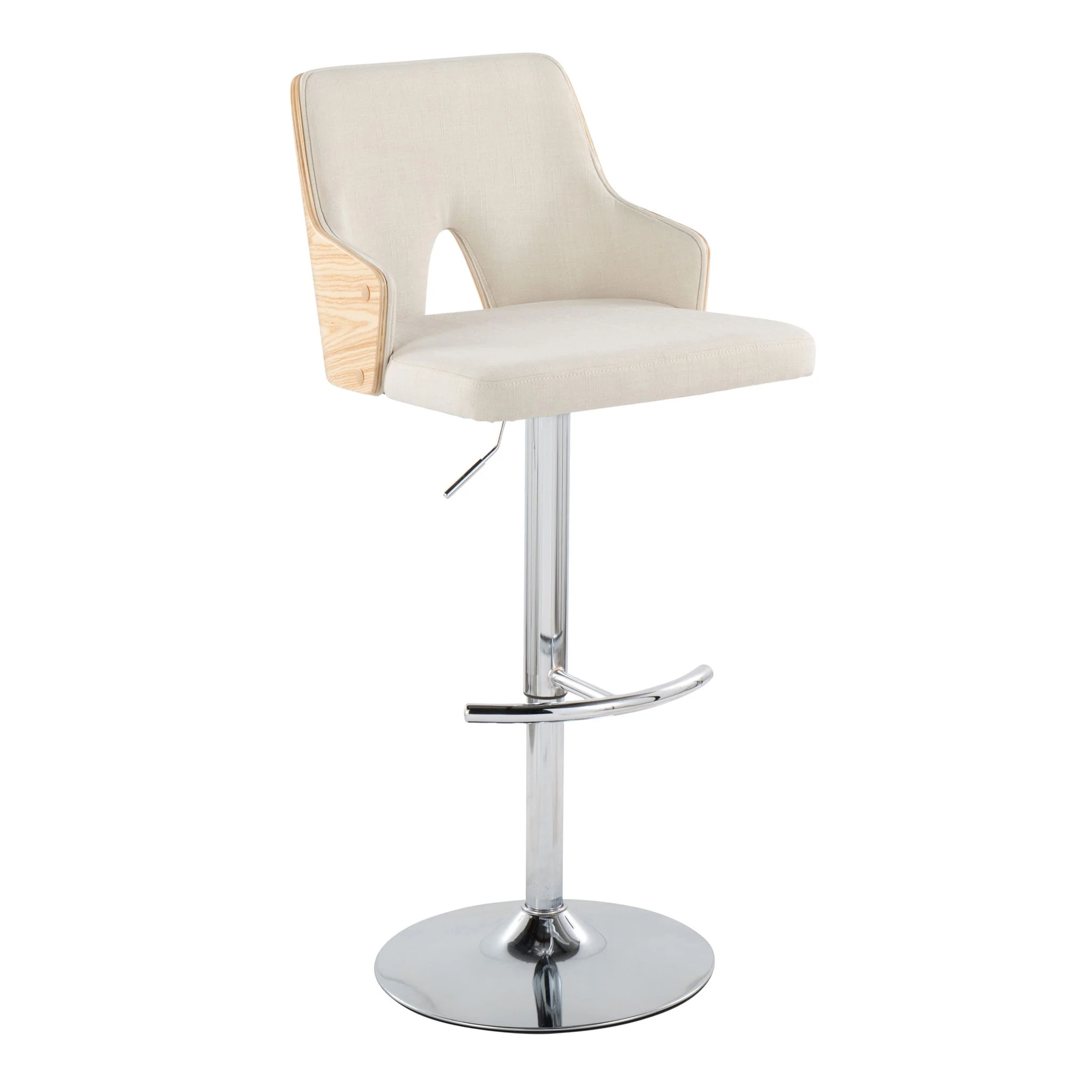 Stella - Contemporary Adjustable Barstool Stool With Swivel & Rounded T Footrest (Set of 2) - Image 3