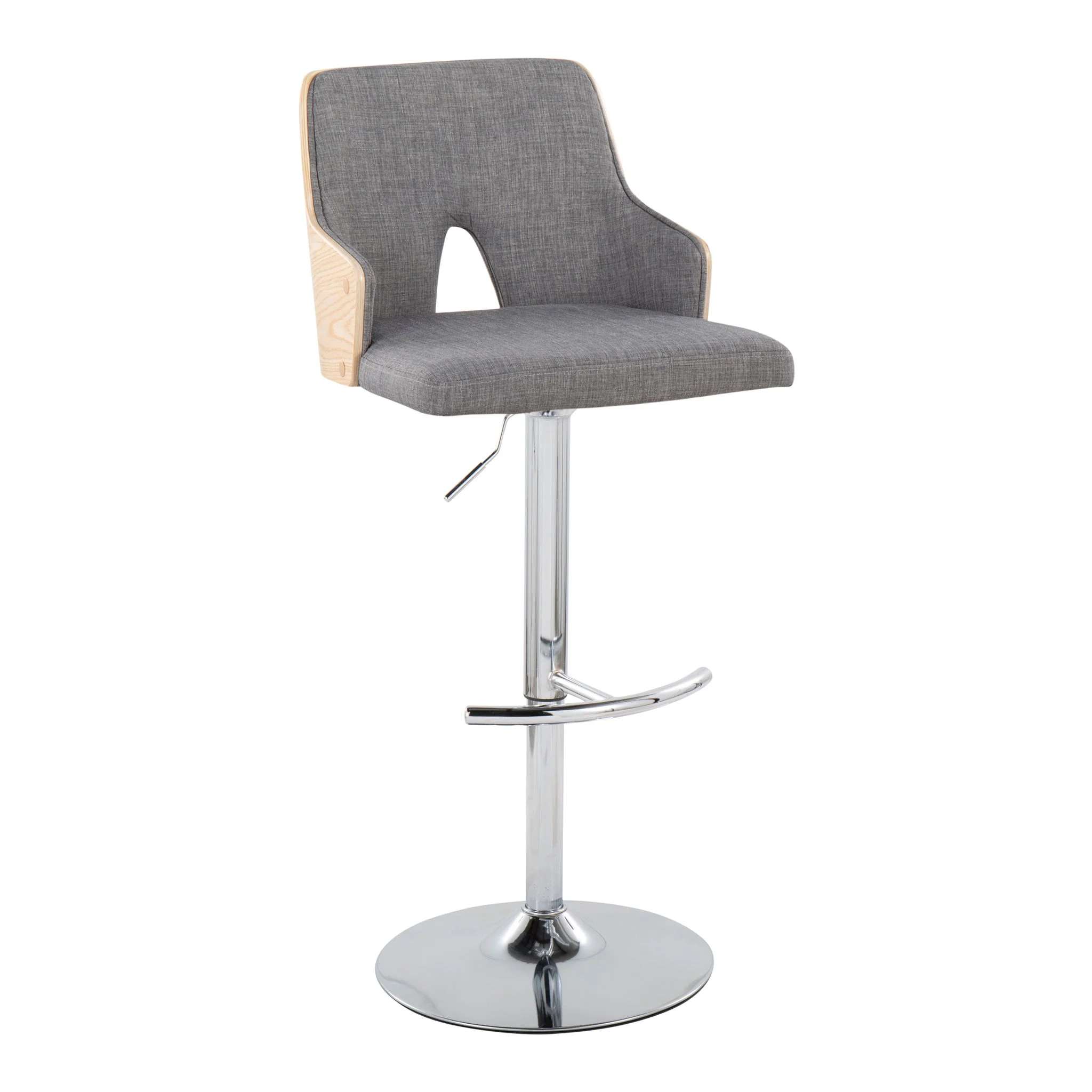 Stella - Contemporary Adjustable Barstool Stool With Swivel & Rounded T Footrest (Set of 2) - Image 9